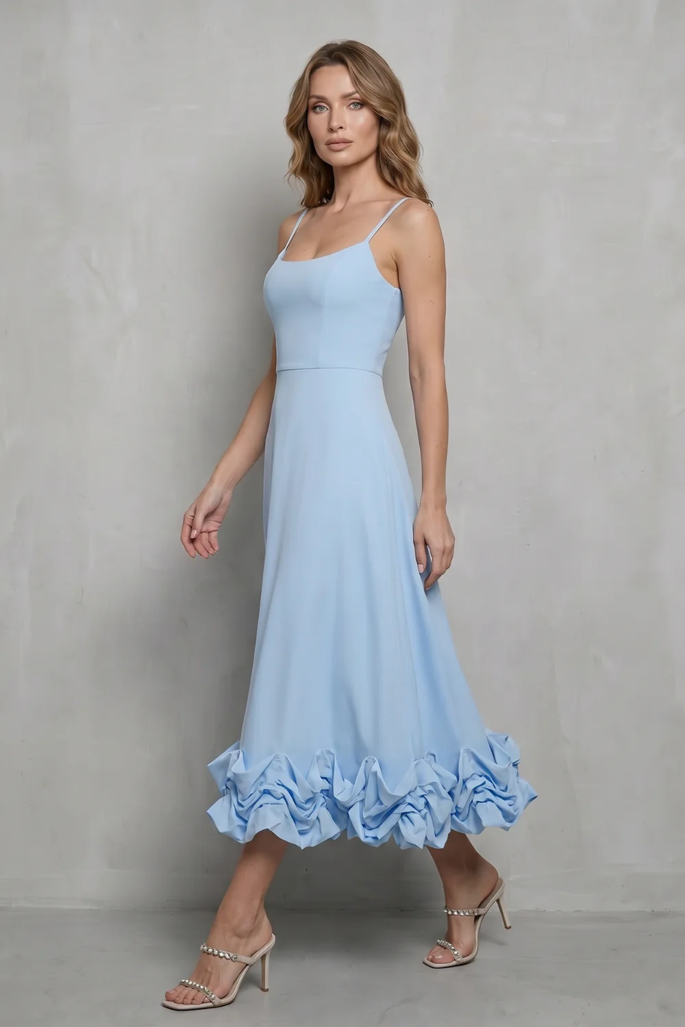 Elowenne – Romantic ruffle hem – Sleeveless midi dress - Image 3