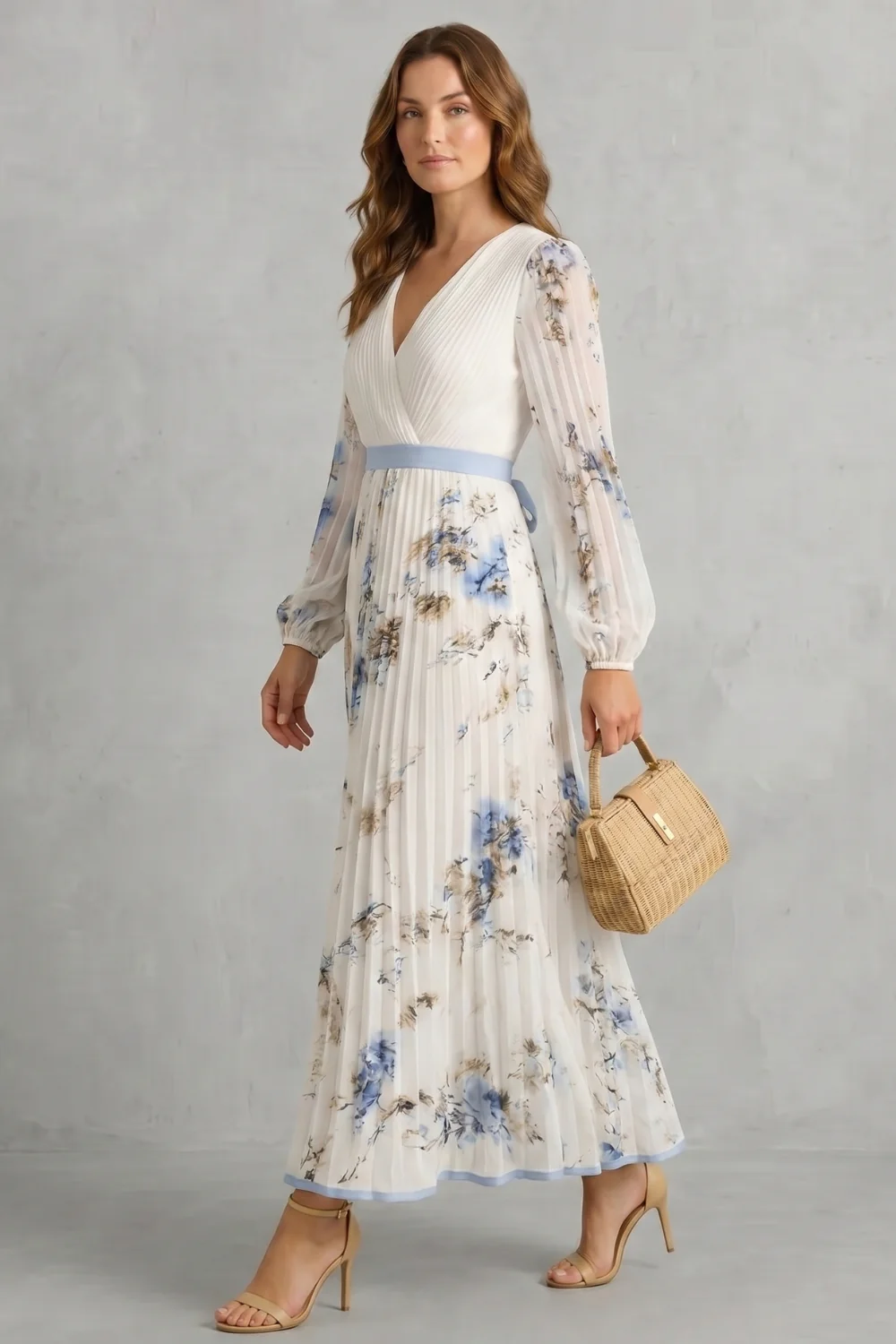 Esméline – Romantic pleats – Floral maxi dress - Image 3