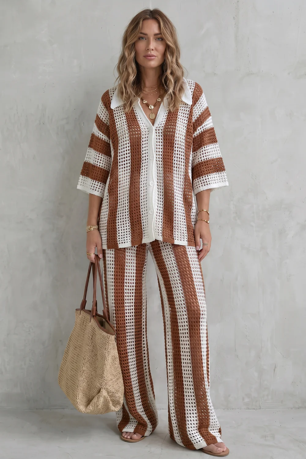 Evarisse – Striped crochet texture – Summer co-ord set - Image 2
