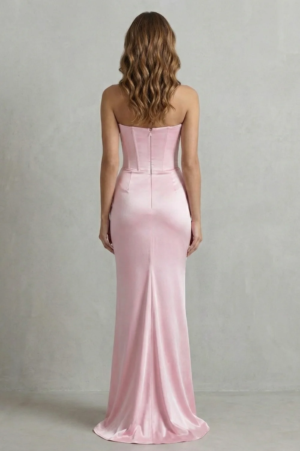 Evelisse – Sculpted satin drape – Strapless corset maxi dress - Image 4