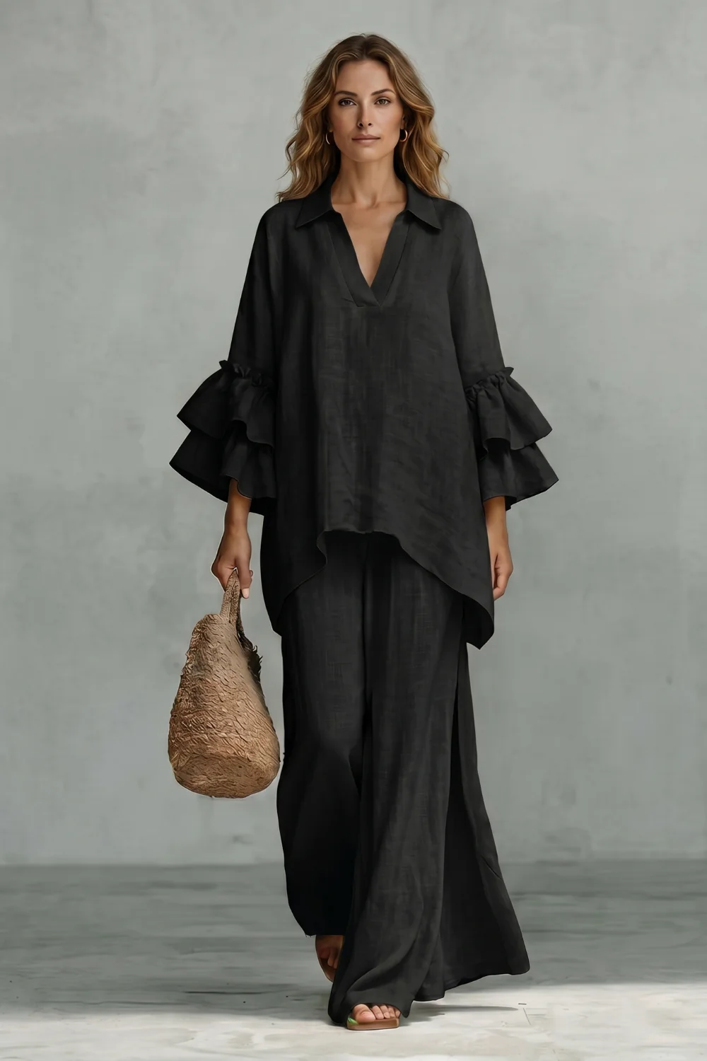 Évienne – Ruffled sleeve ease – Trouser set - Image 10