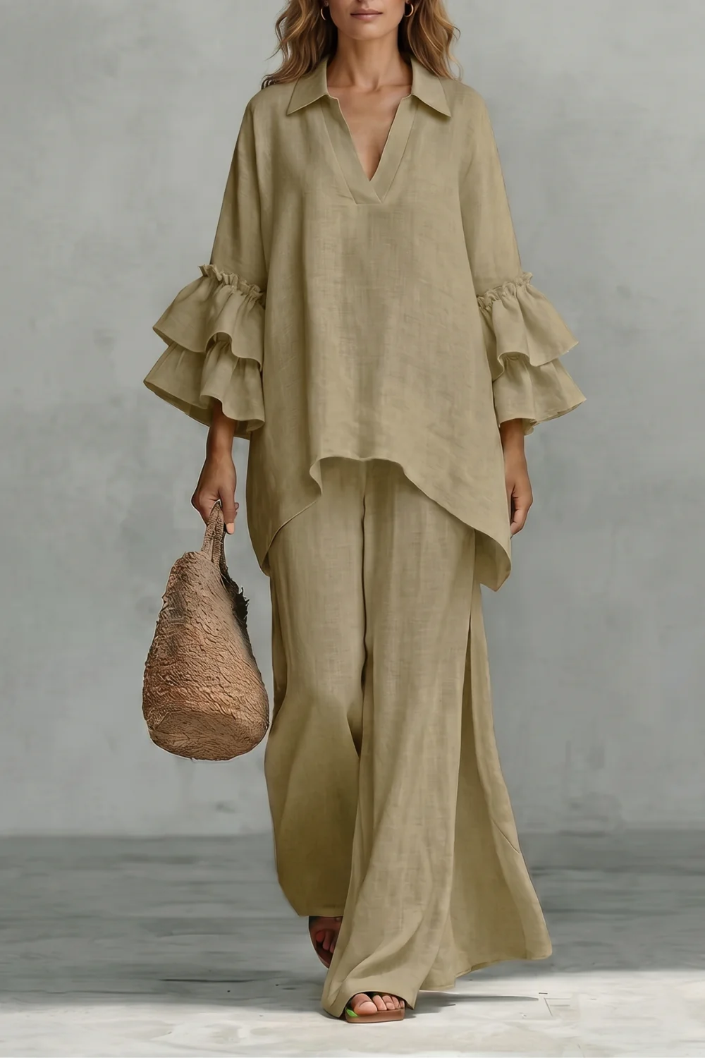 Évienne – Ruffled sleeve ease – Trouser set - Image 11