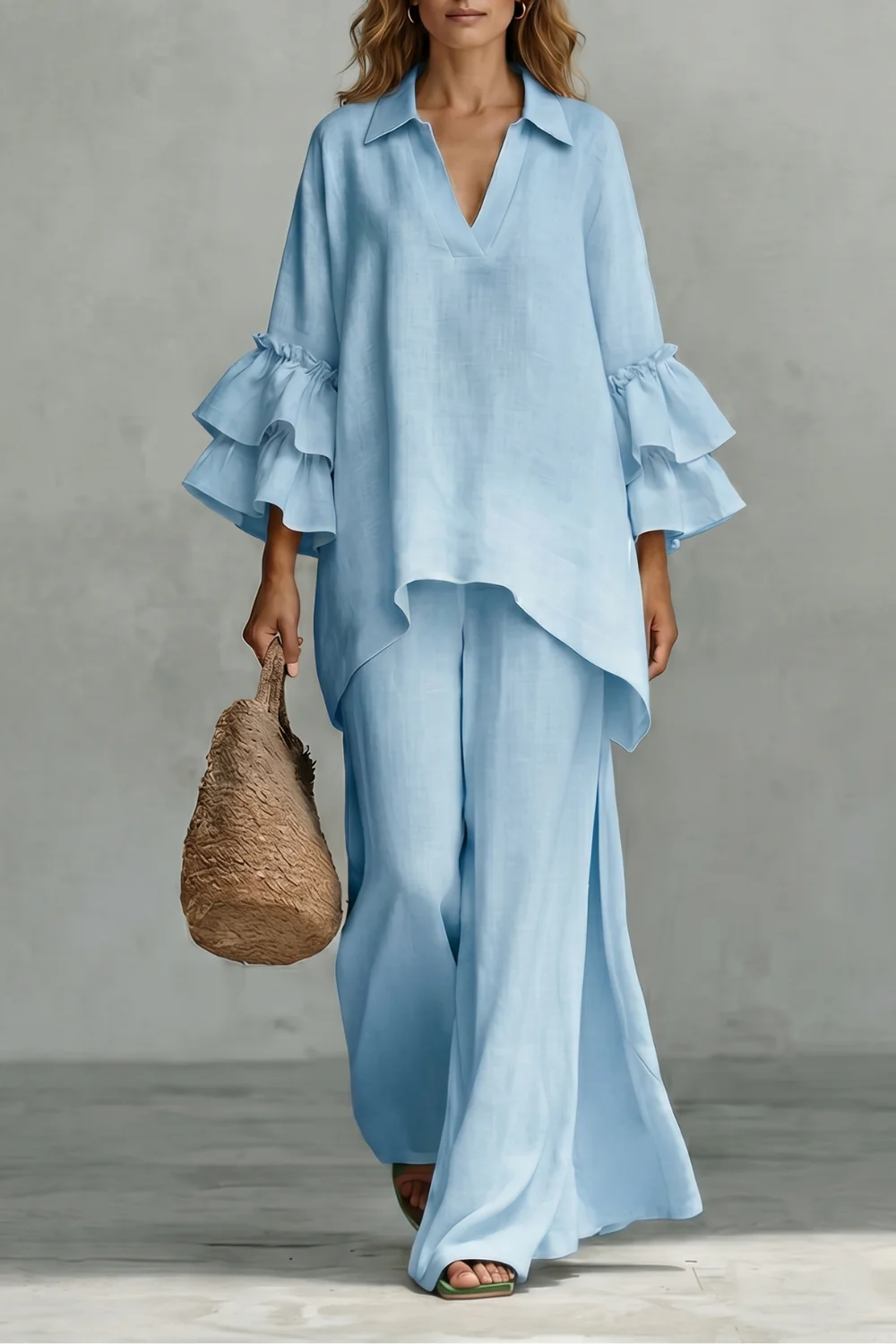 Évienne – Ruffled sleeve ease – Trouser set - Image 13