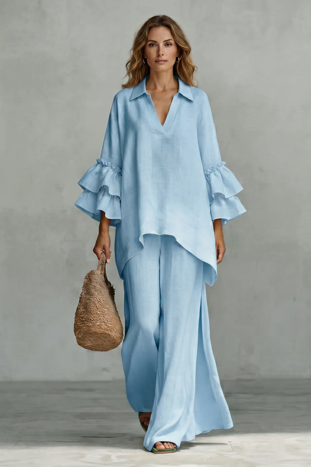 Évienne – Ruffled sleeve ease – Trouser set - Image 14
