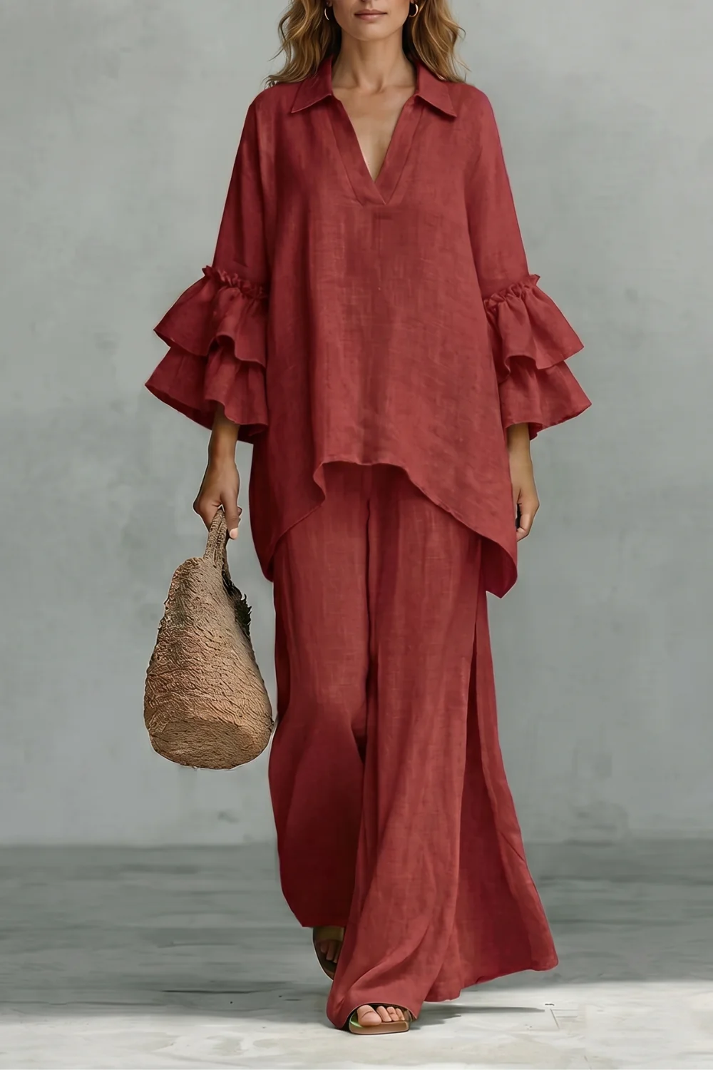 Évienne – Ruffled sleeve ease – Trouser set - Image 17