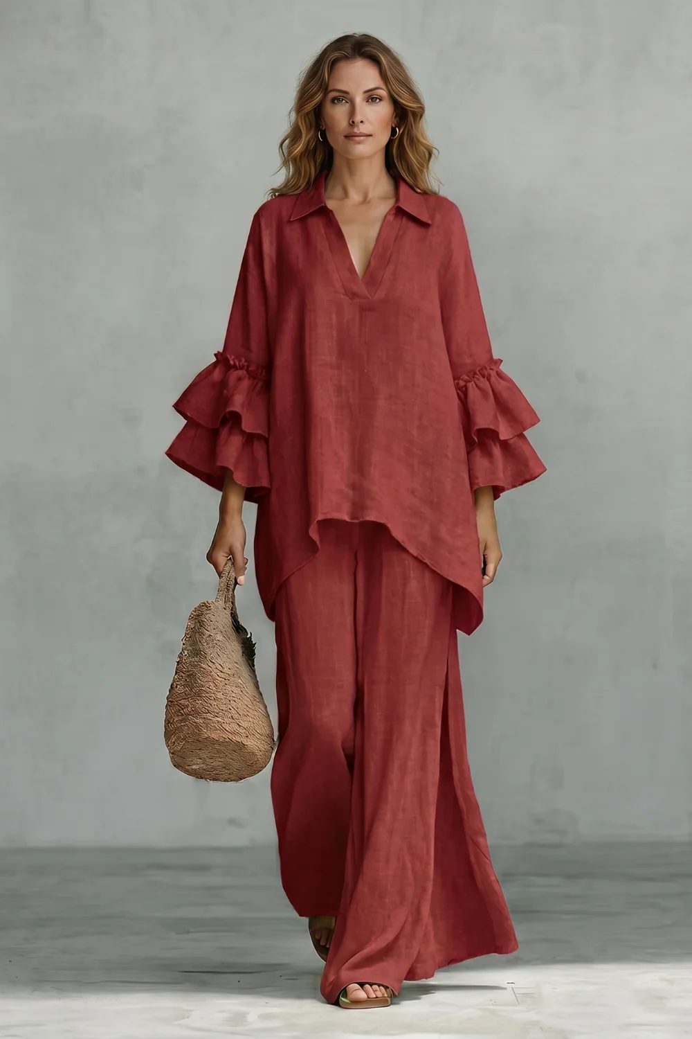 Évienne – Ruffled sleeve ease – Trouser set - Image 18