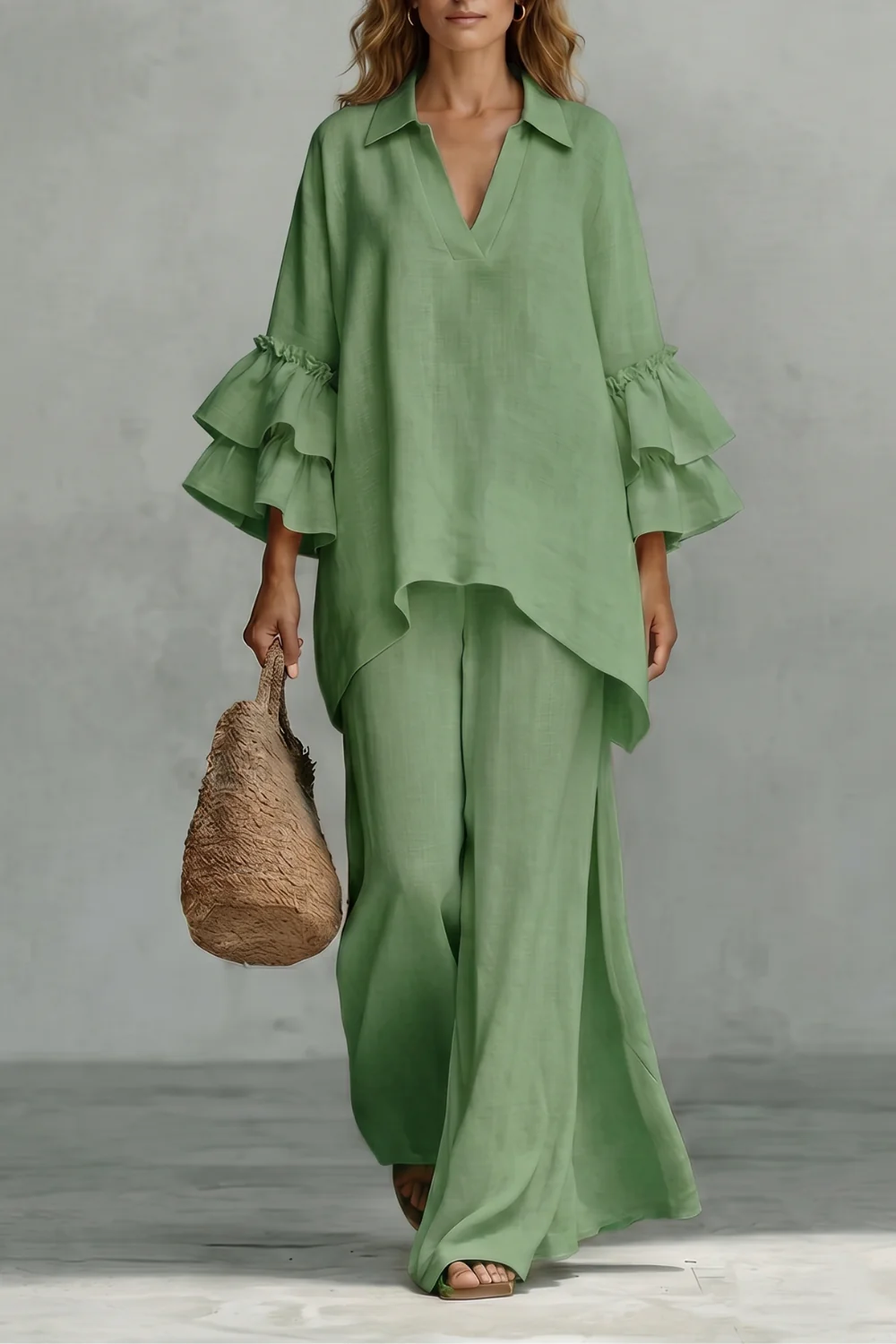 Évienne – Ruffled sleeve ease – Trouser set - Image 7