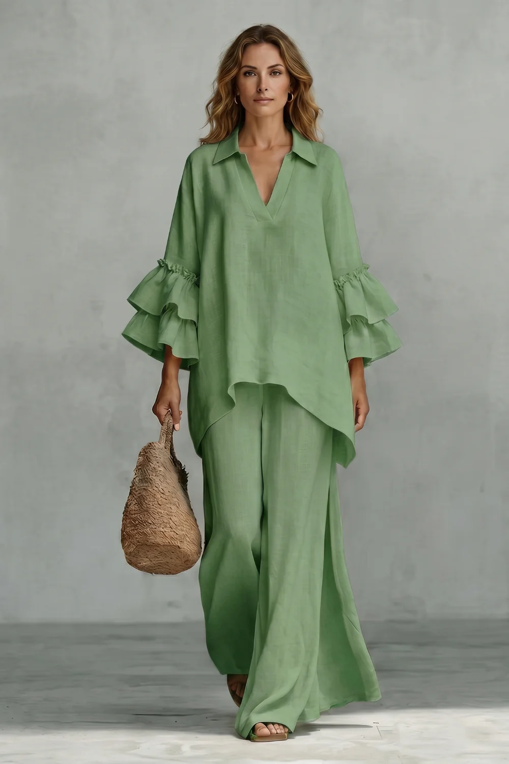 Évienne – Ruffled sleeve ease – Trouser set - Image 8