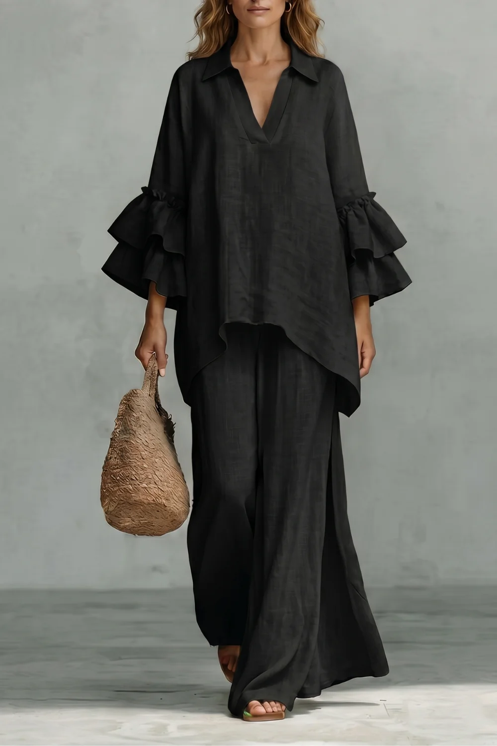 Évienne – Ruffled sleeve ease – Trouser set - Image 9