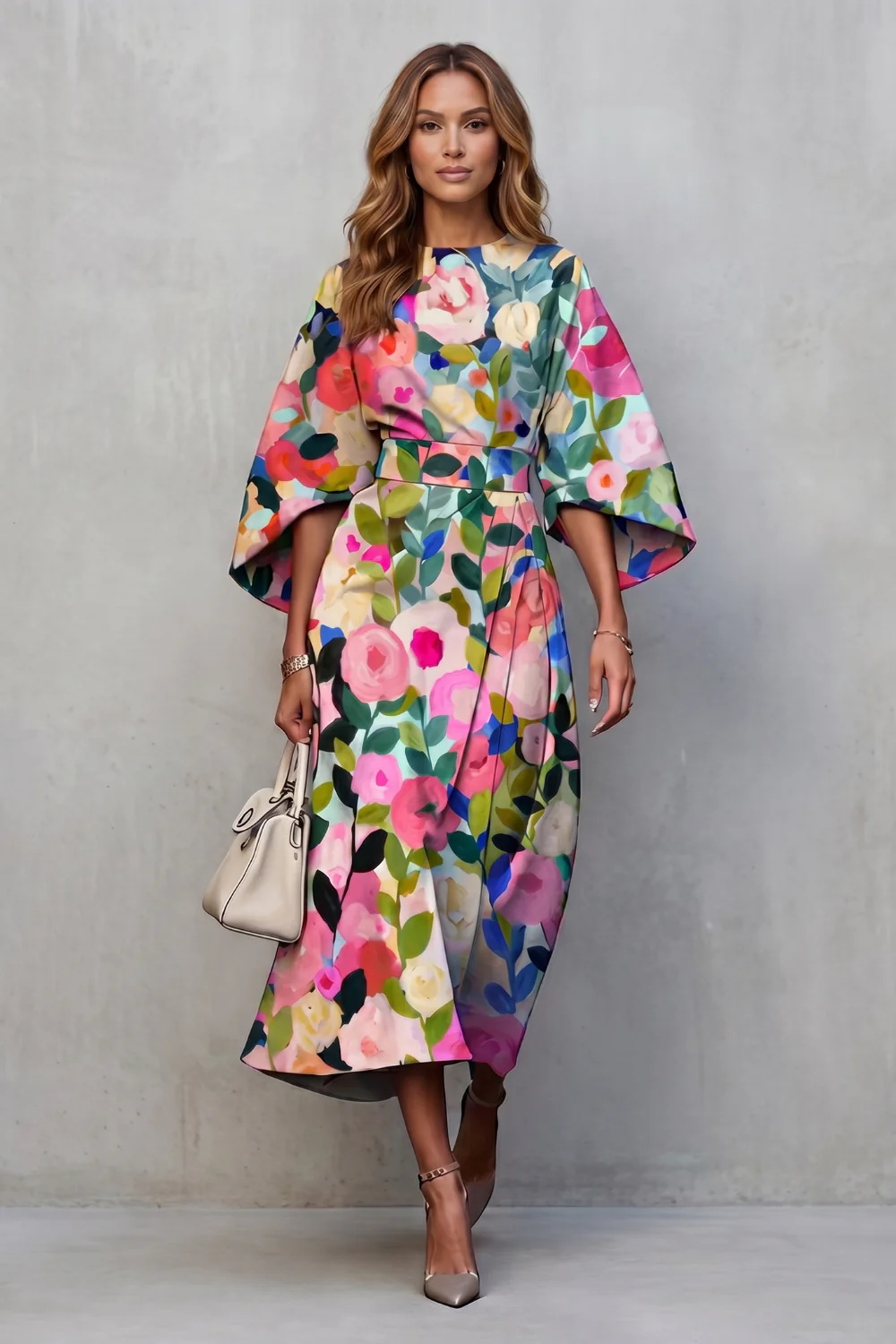Floravie – Vibrant watercolour blooms – Midi dress - Image 2