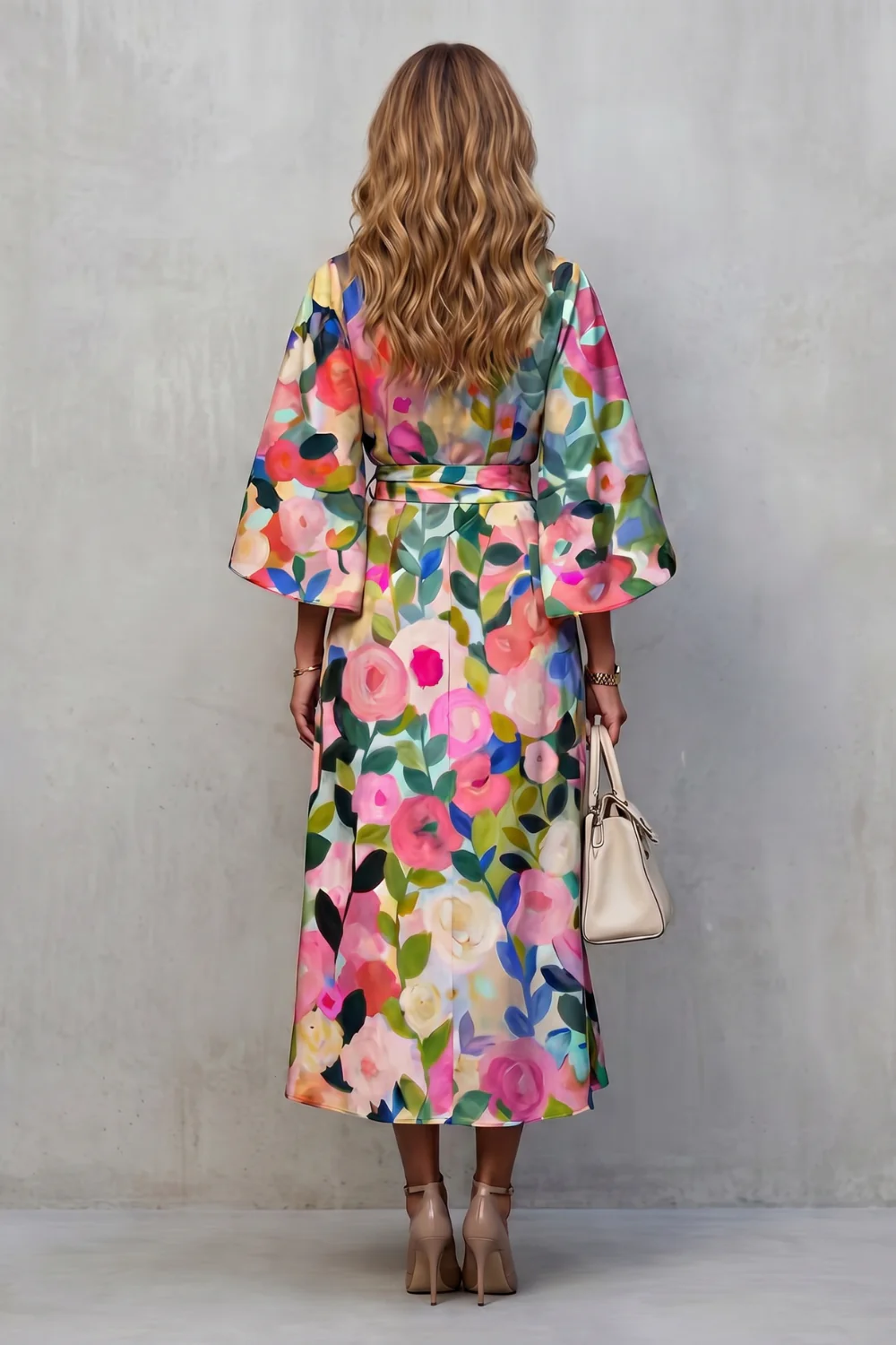 Floravie – Vibrant watercolour blooms – Midi dress - Image 4