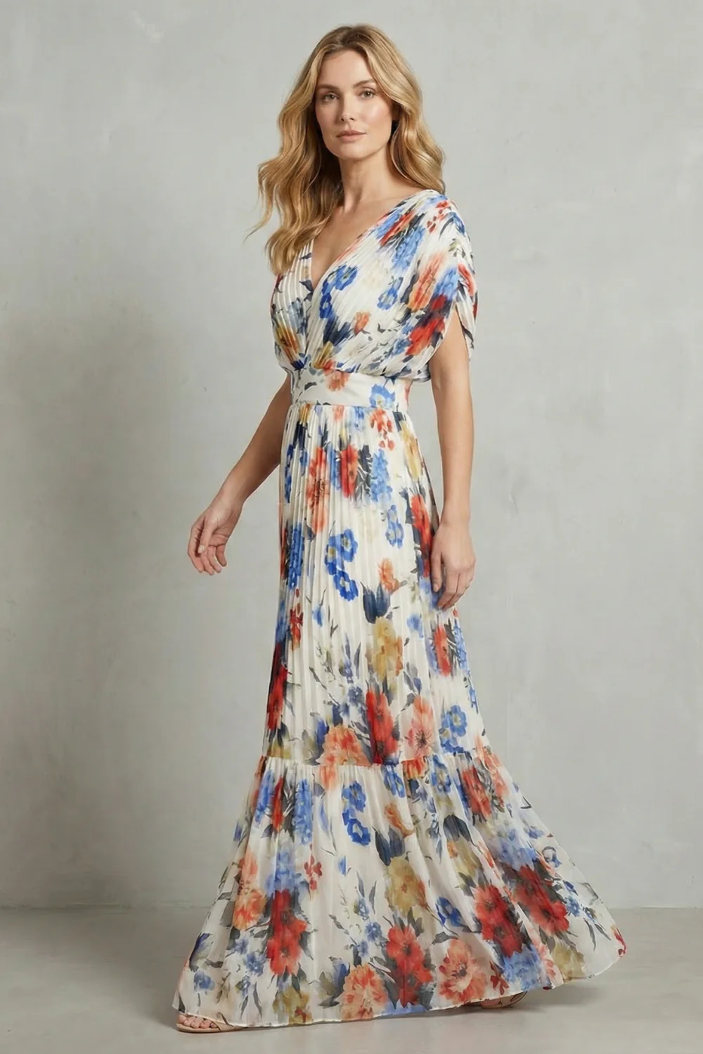 Floravienne – Pleated floral elegance – Maxi dress - Image 3