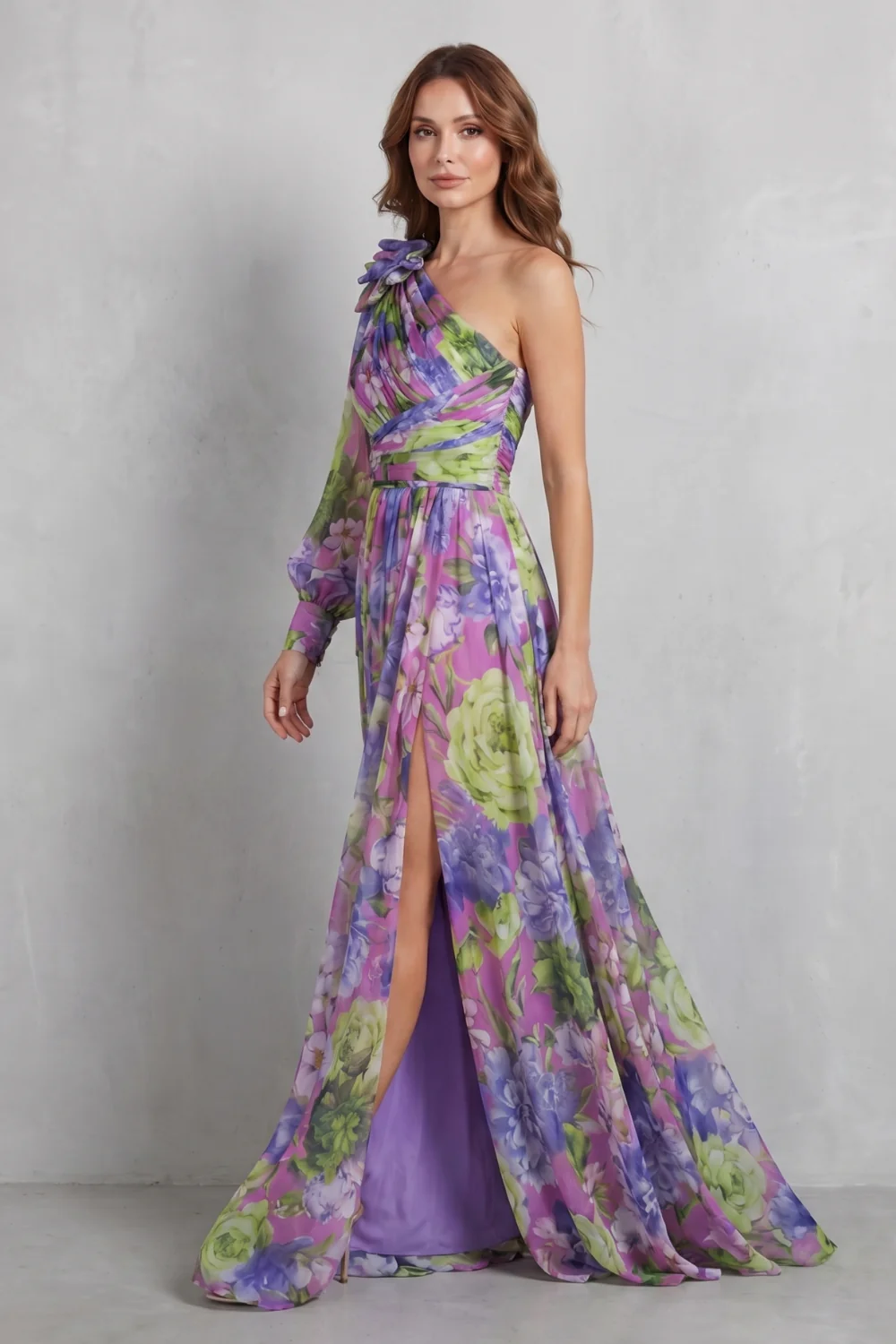 Floravique – One-shoulder floral drape – Maxi dress - Image 3