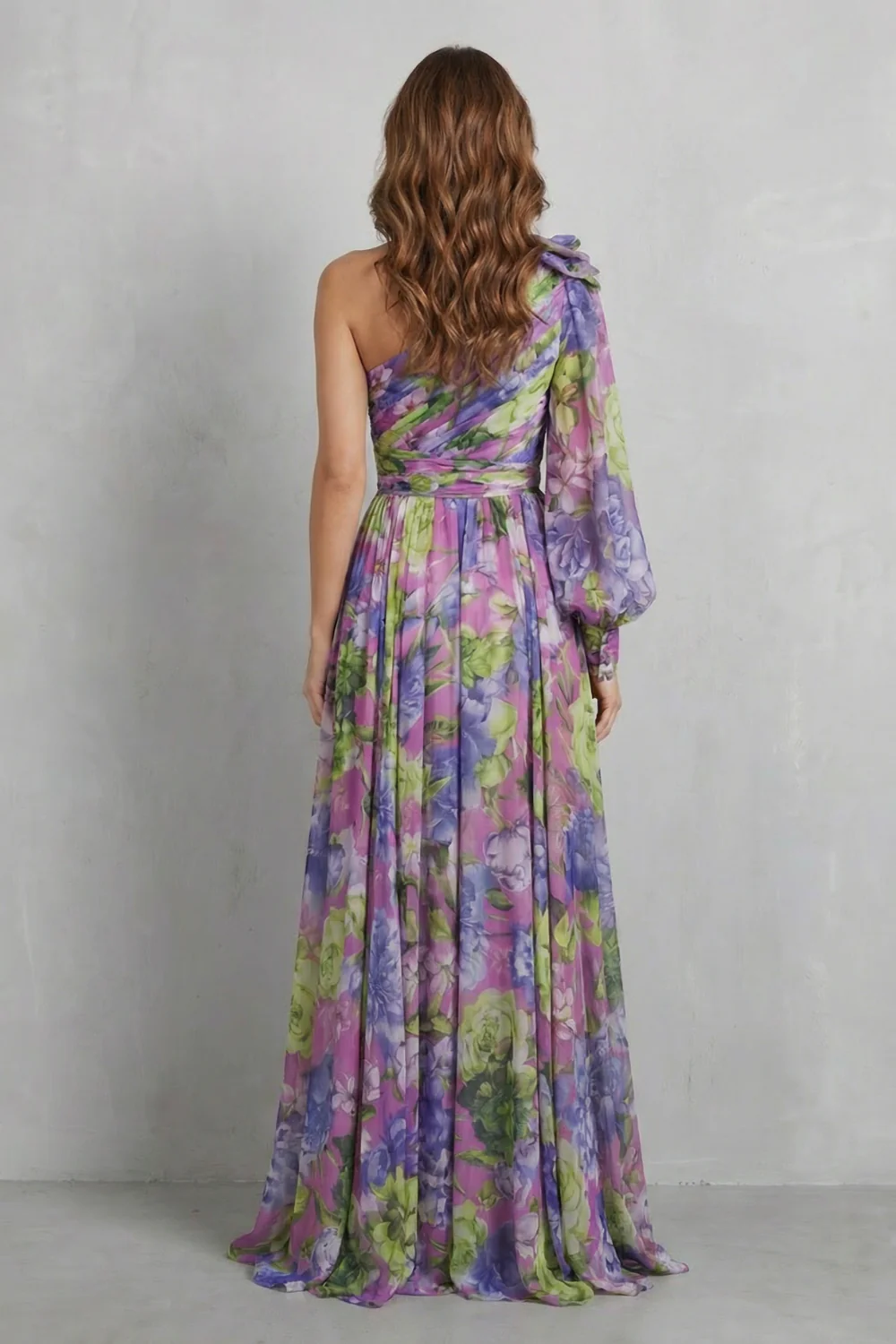 Floravique – One-shoulder floral drape – Maxi dress - Image 4