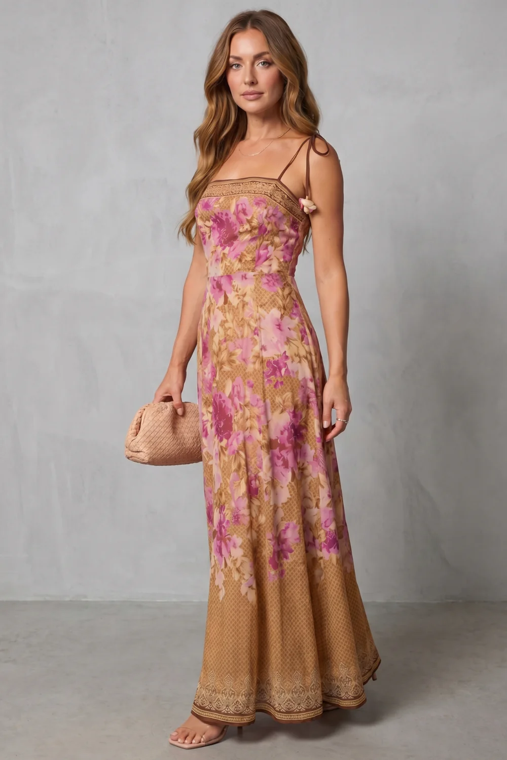 Floréline – Square neck floral grace – Maxi dress - Image 3
