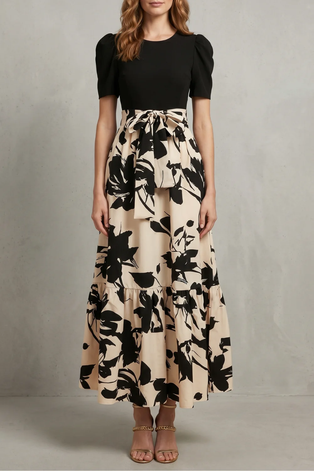 Florentine – Artistic floral contrast – Maxi dress