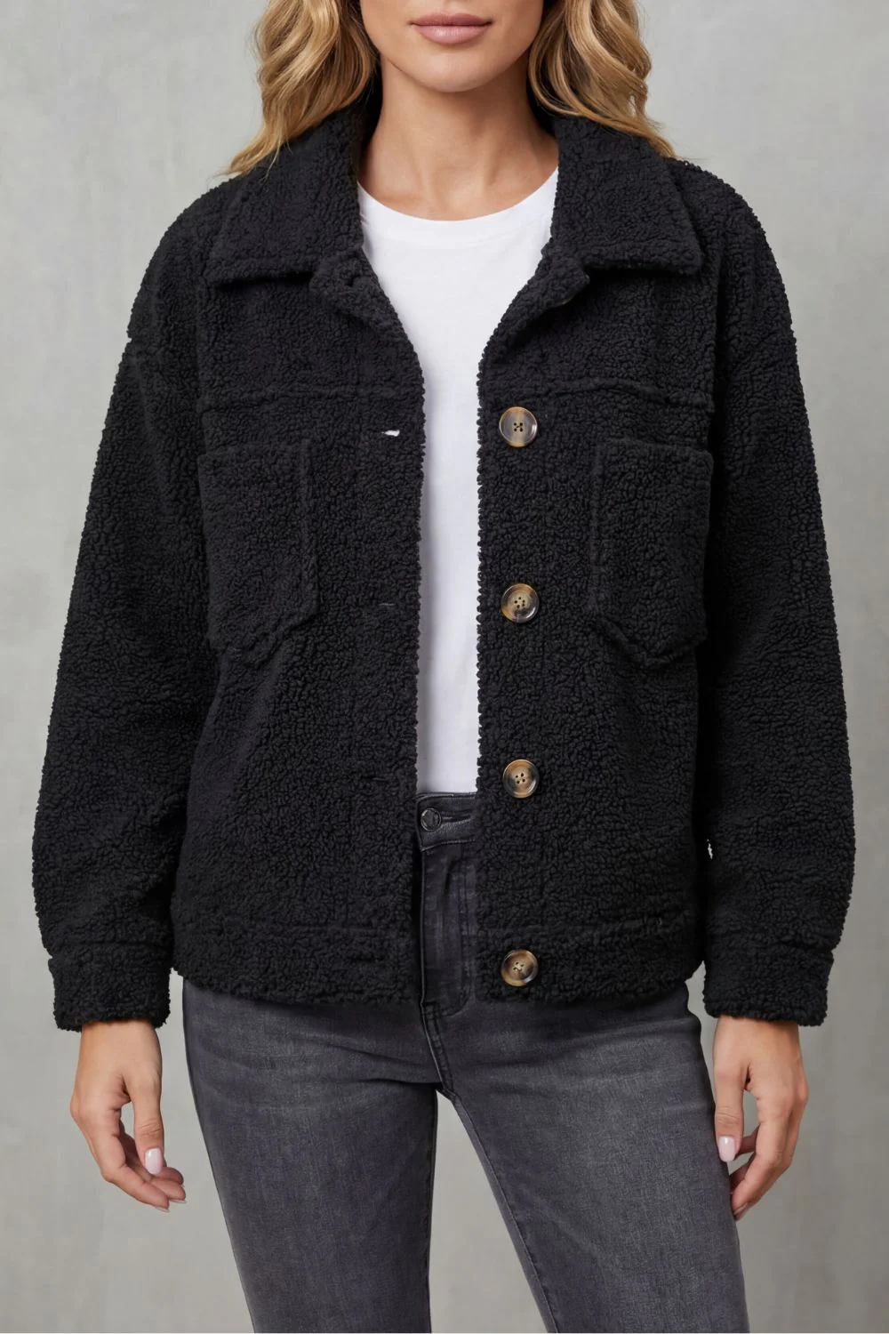 Floretta – Textured fleece style – Button-up jacket