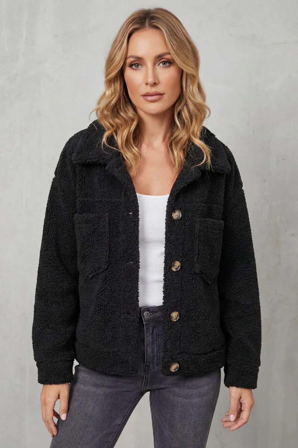 Floretta – Textured fleece style – Button-up jacket - Image 2