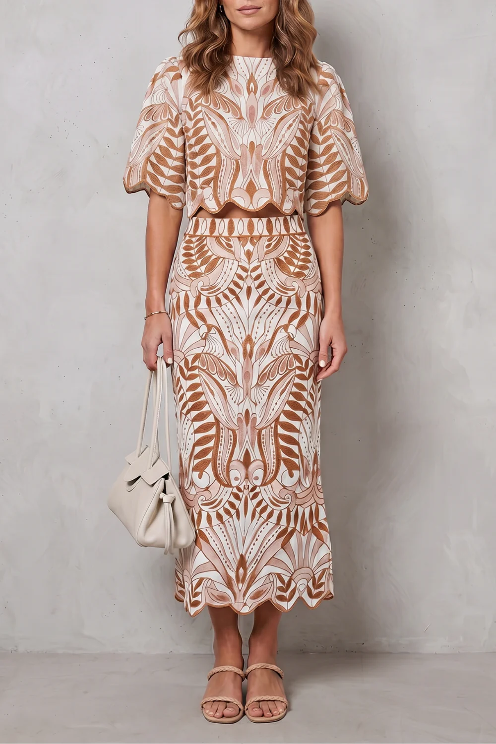 Korréline – Printed linen elegance – Skirt set