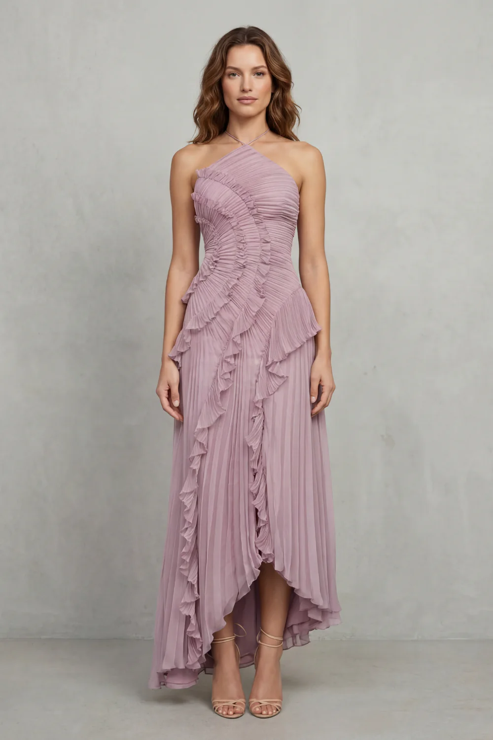 Lavirea – Sculpted pleats – One-shoulder midi dress - Image 2