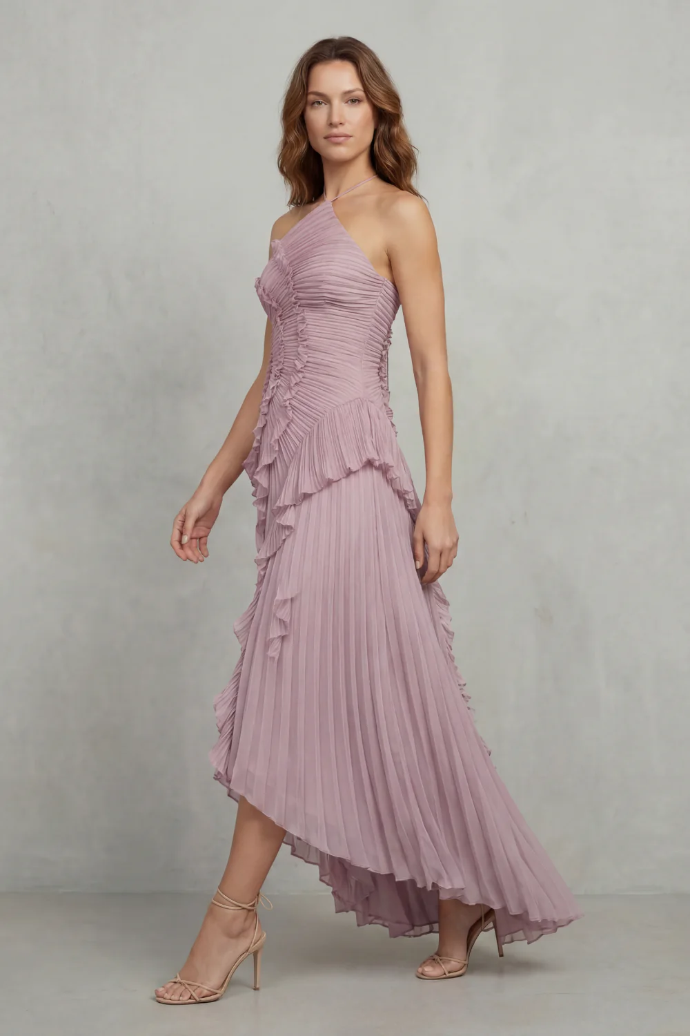 Lavirea – Sculpted pleats – One-shoulder midi dress - Image 3