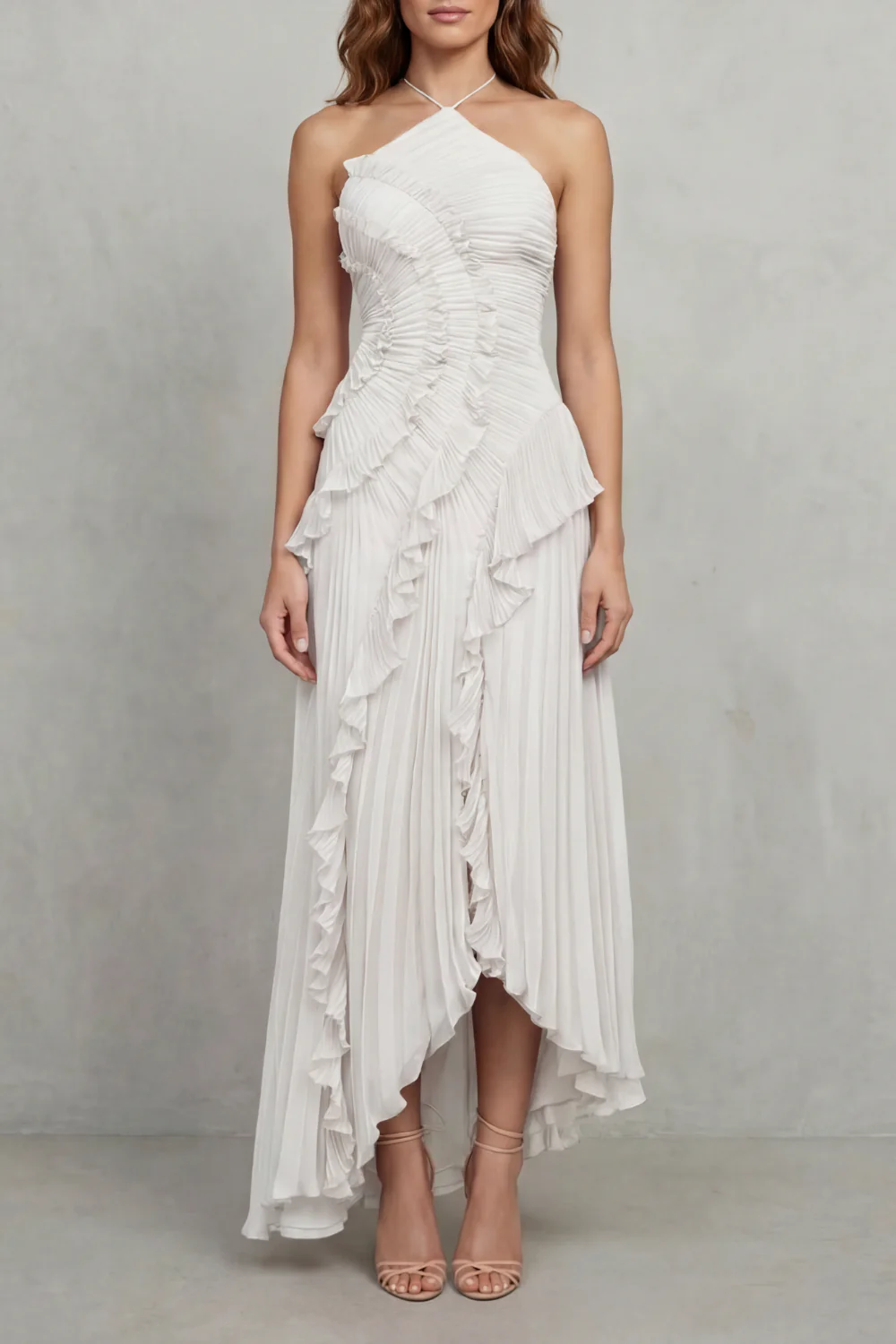 Lavirea – Sculpted pleats – One-shoulder midi dress - Image 5