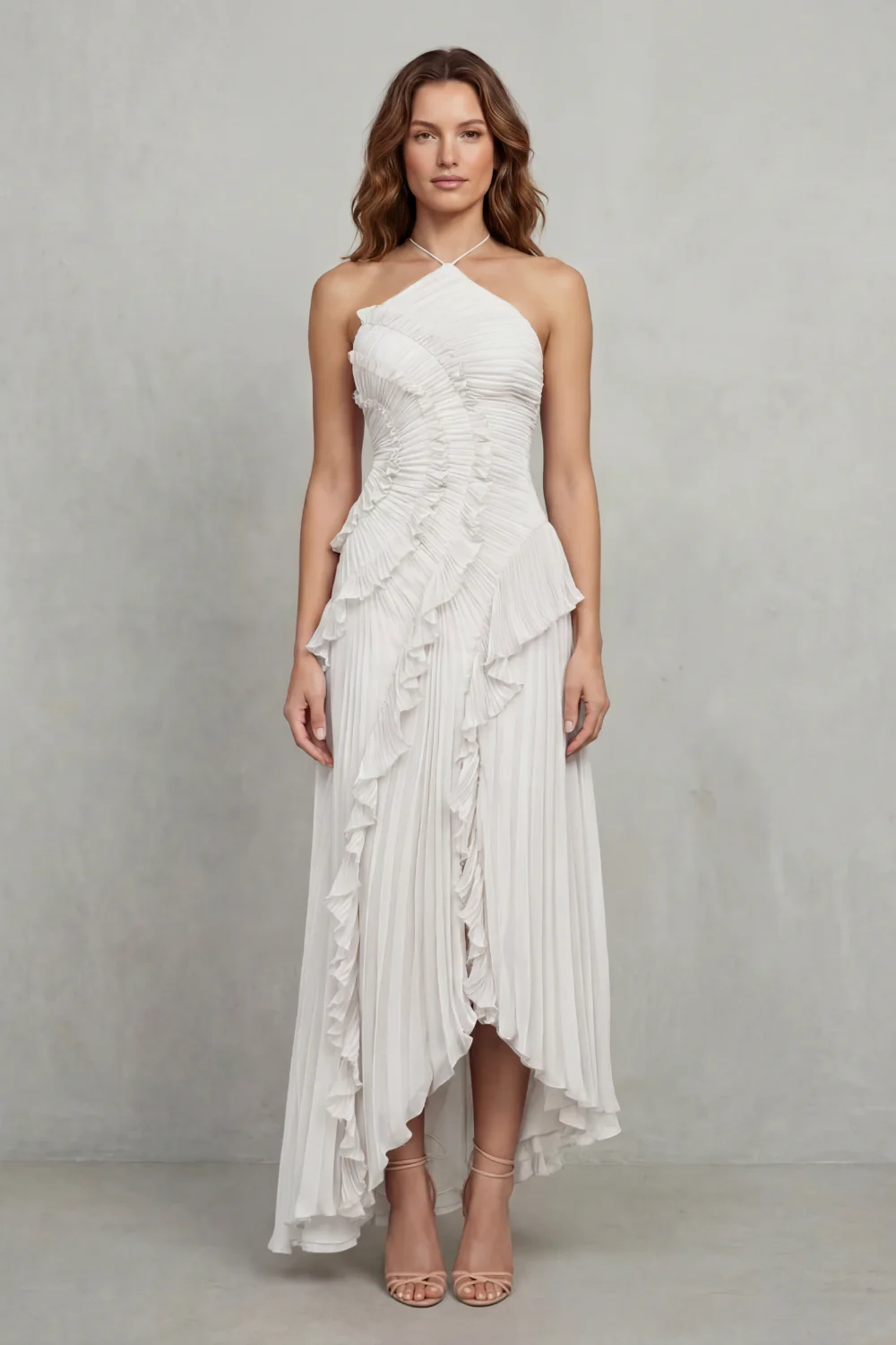 Lavirea – Sculpted pleats – One-shoulder midi dress - Image 6