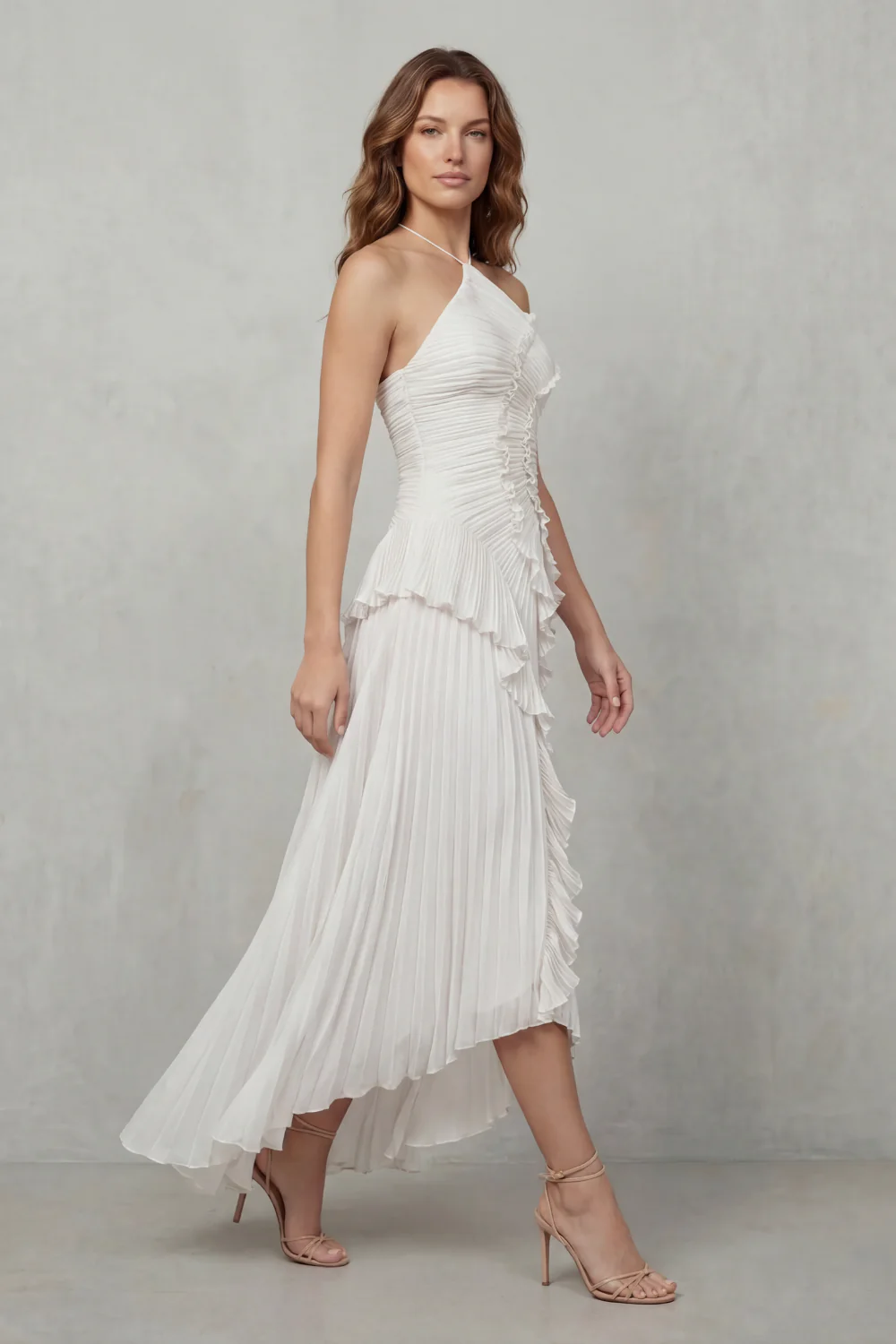 Lavirea – Sculpted pleats – One-shoulder midi dress - Image 7