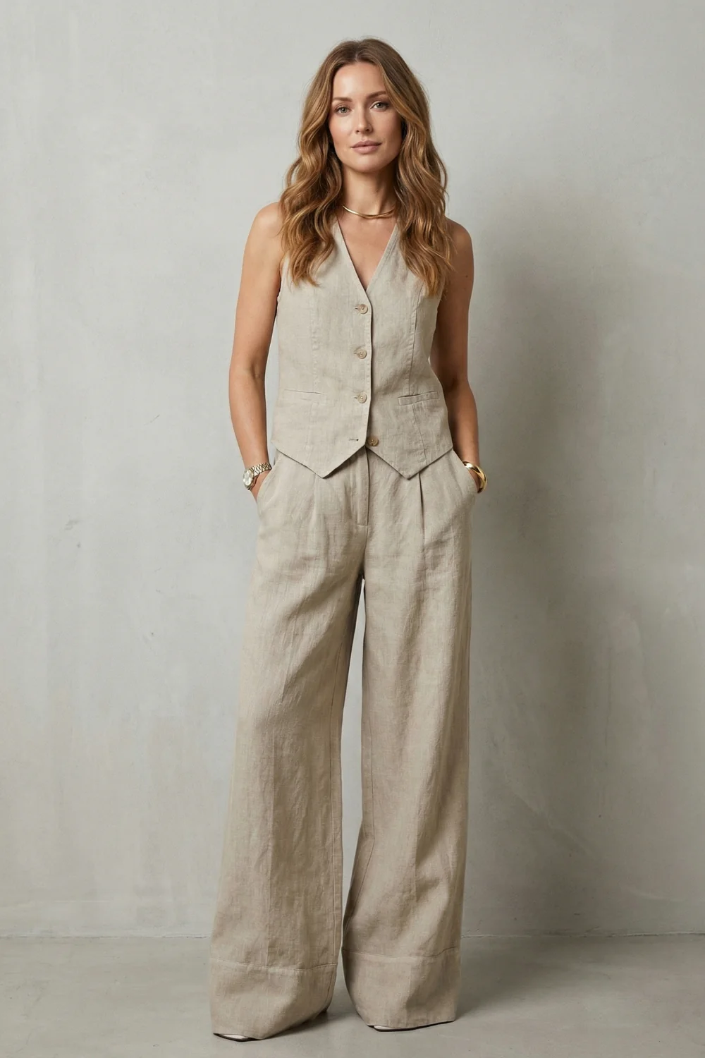 Linéaura – Relaxed tailored elegance – Vest and trouser set - Image 2