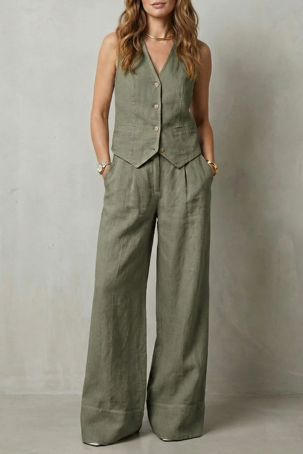 Linéaura – Relaxed tailored elegance – Vest and trouser set - Image 9