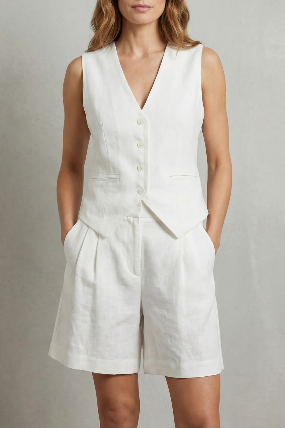 Linévora – Tailored summer ease – Vest and short set