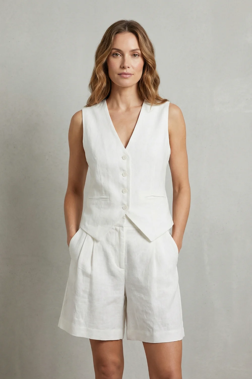 Linévora – Tailored summer ease – Vest and short set - Image 2