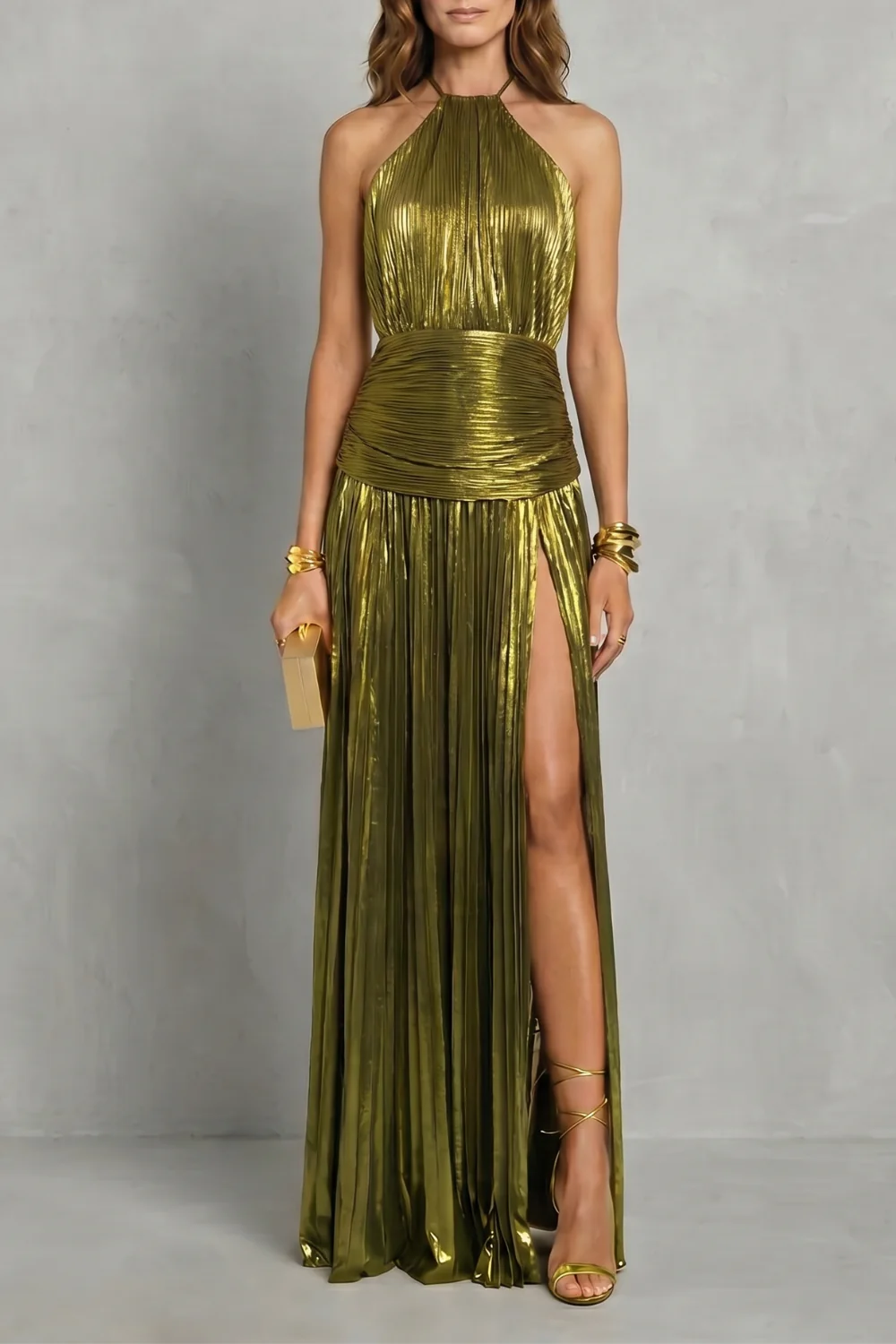 Luminara – Metallic draped elegance – Maxi dress - Image 5