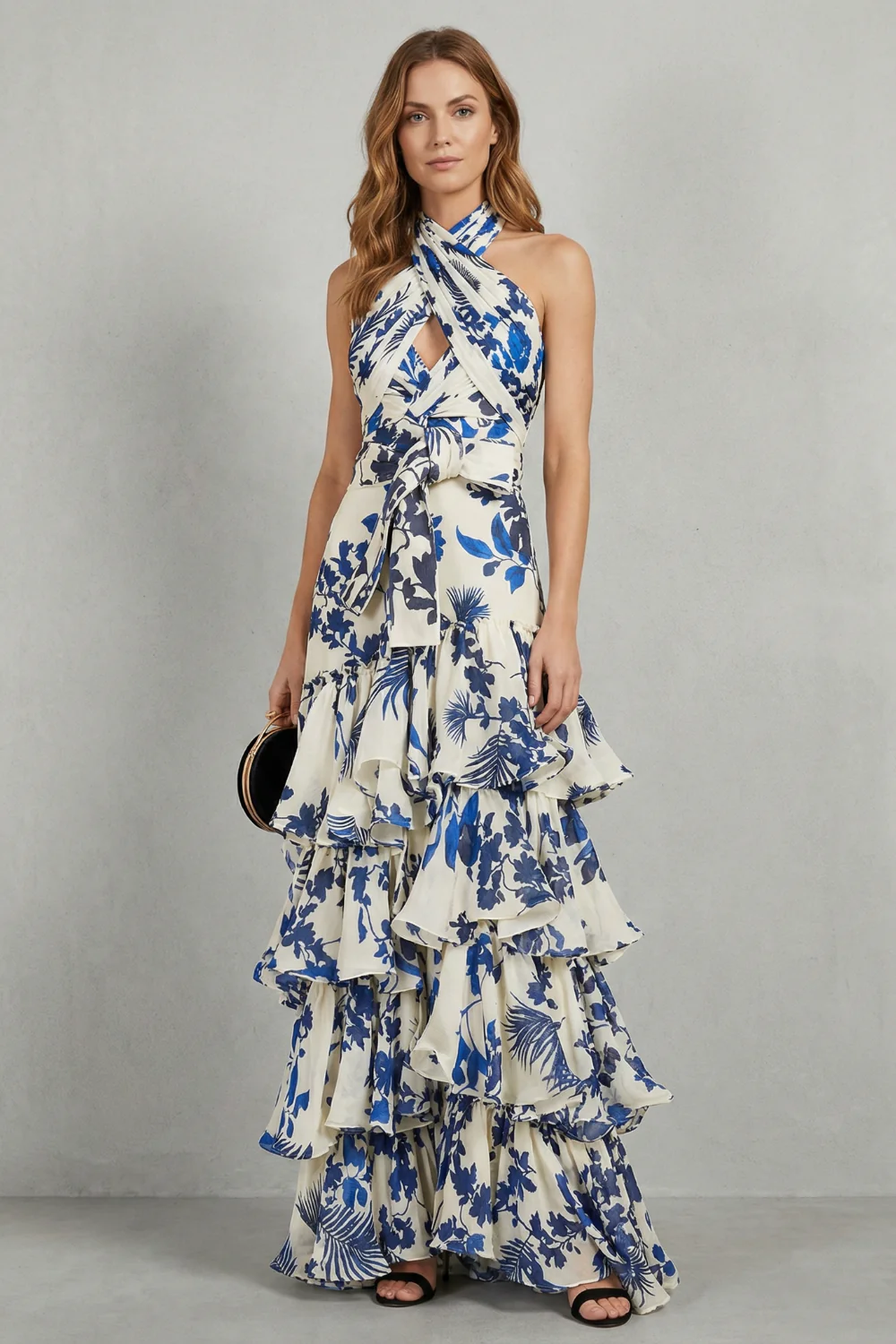 Lunarelle – Floral halter elegance – Maxi dress - Image 2