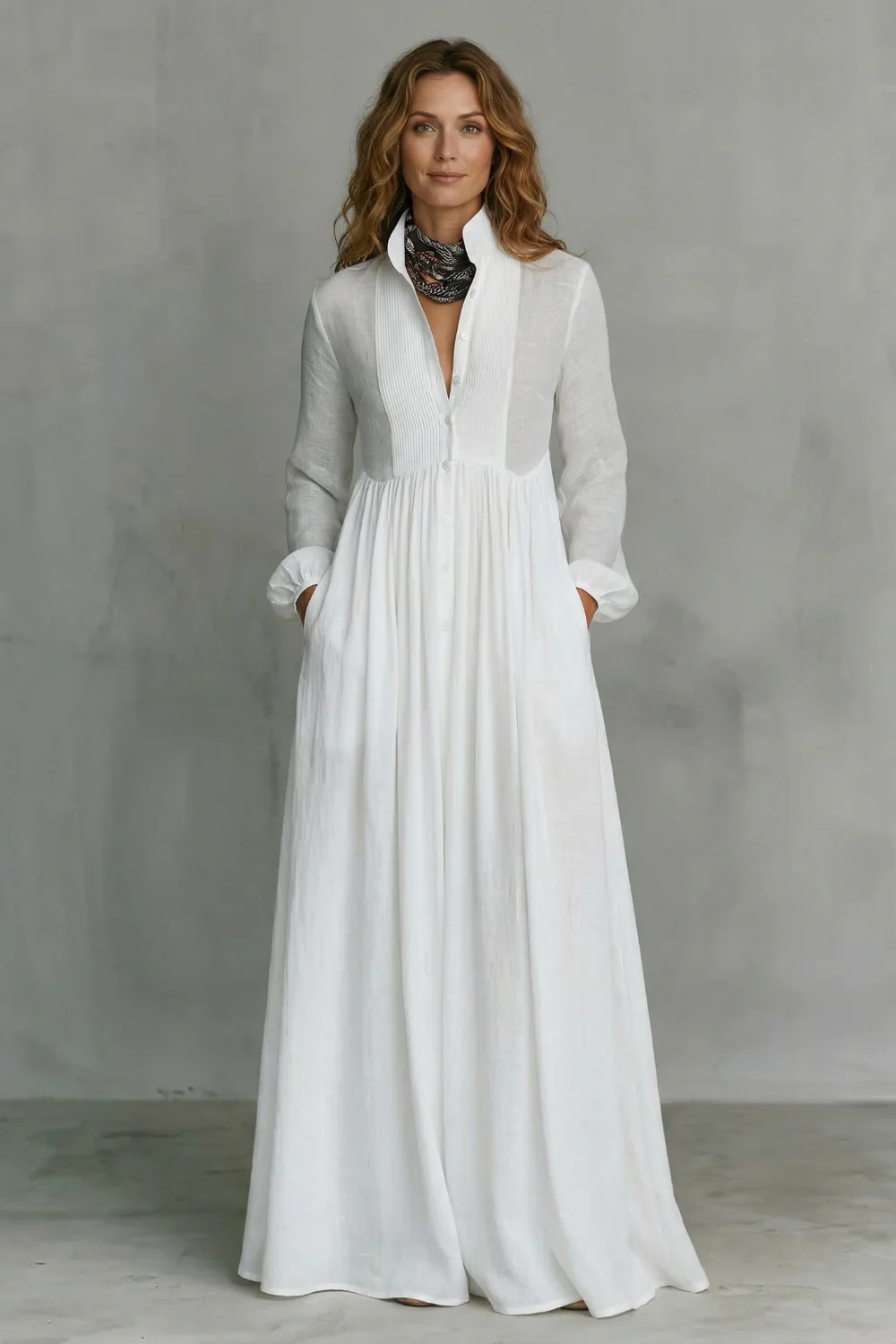 Lunarelle – Timeless minimalism – Mao collar maxi dress - Image 2