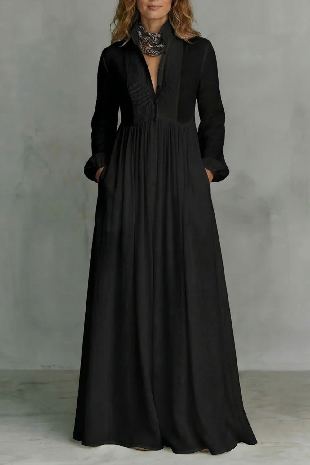 Lunarelle – Timeless minimalism – Mao collar maxi dress - Image 7