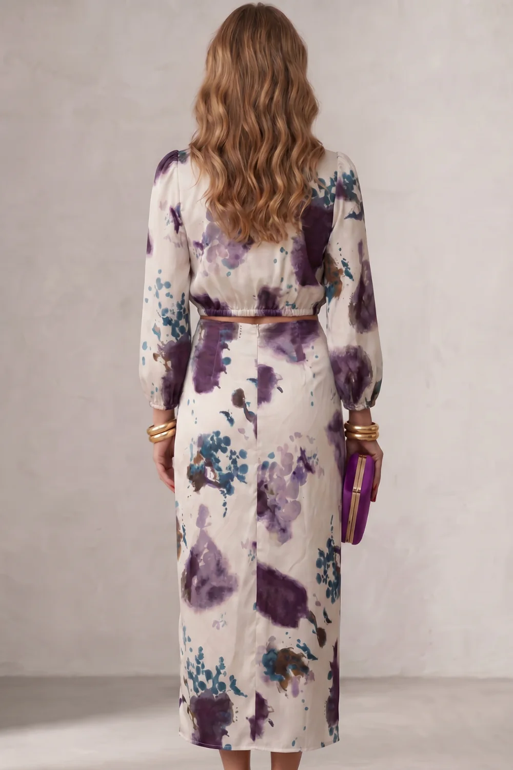 Violetta – Watercolour floral elegance – Blouse & skirt set - Image 4