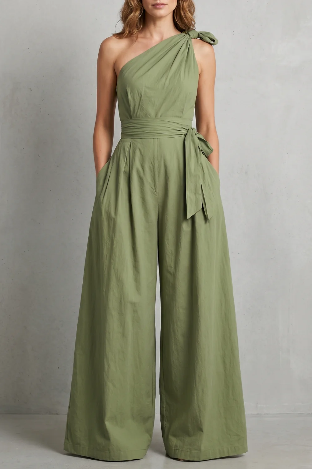 Lunéa – Graceful draped silhouette – One-shoulder jumpsuit