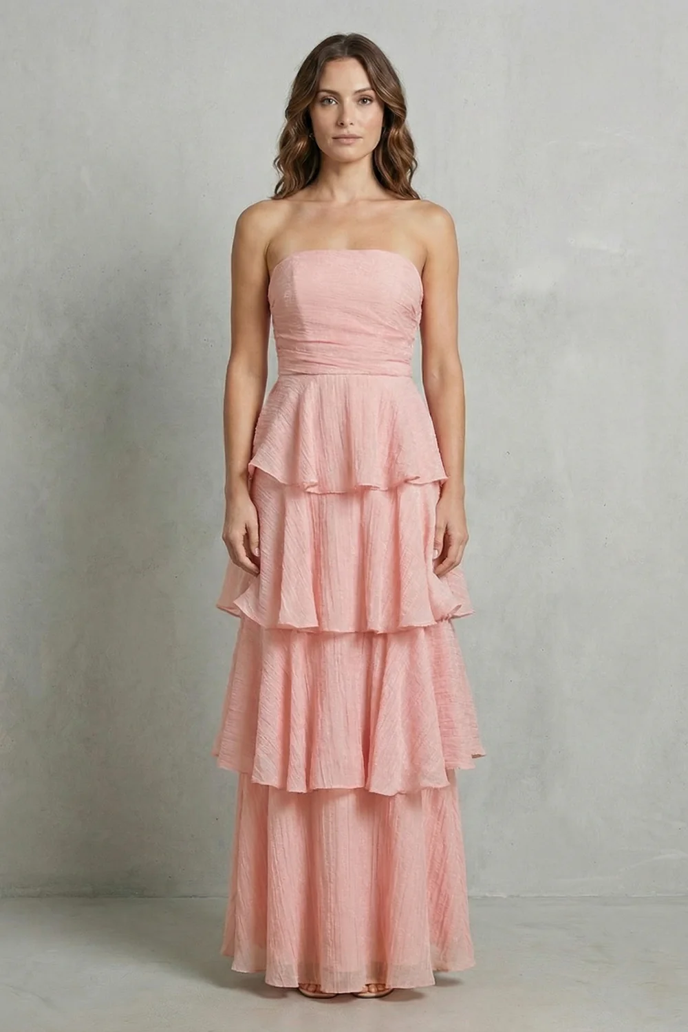 Margaret – Soft cascading layers – Strapless tiered maxi dress - Image 10