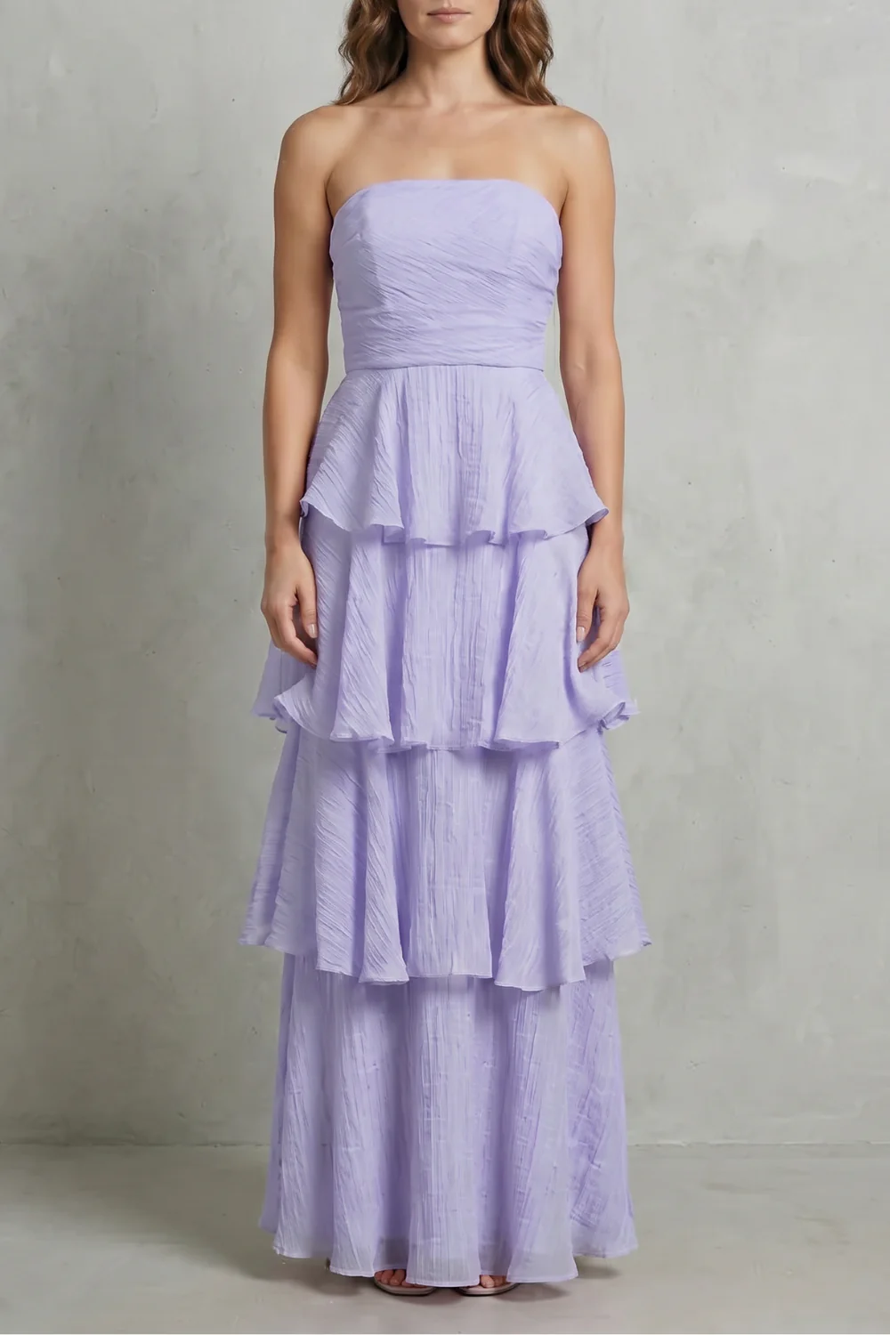 Margaret – Soft cascading layers – Strapless tiered maxi dress - Image 11