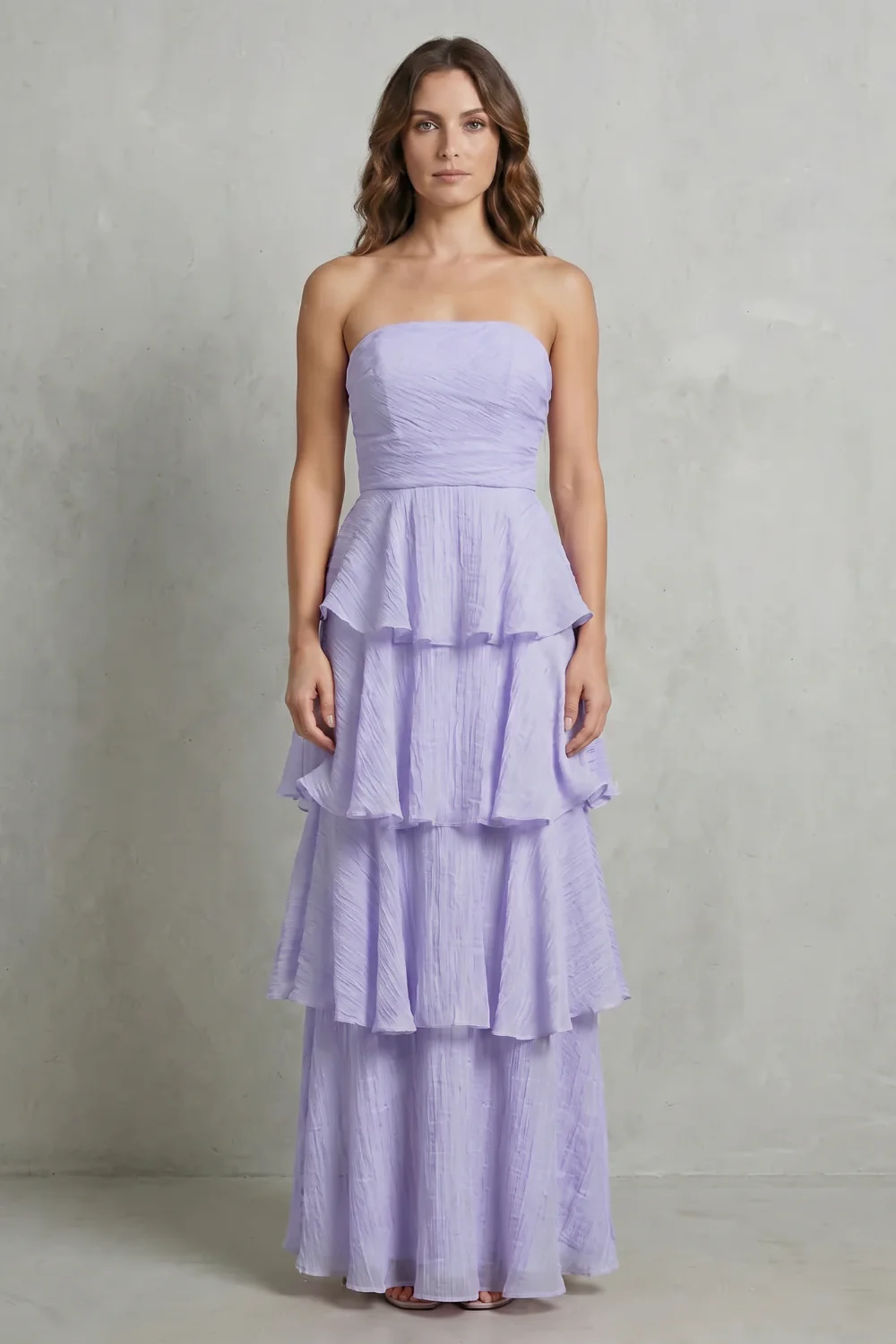 Margaret – Soft cascading layers – Strapless tiered maxi dress - Image 12