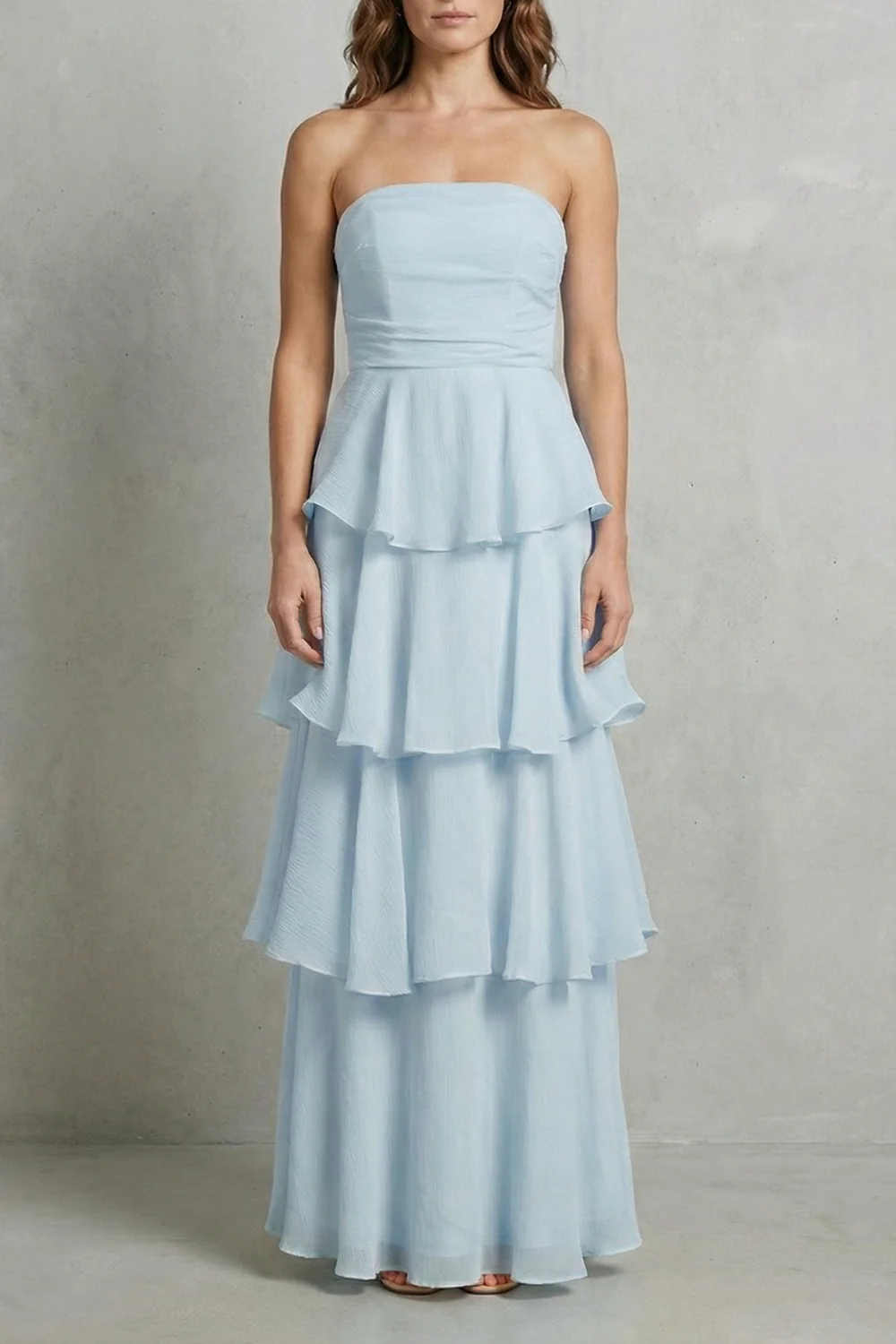 Margaret – Soft cascading layers – Strapless tiered maxi dress - Image 5
