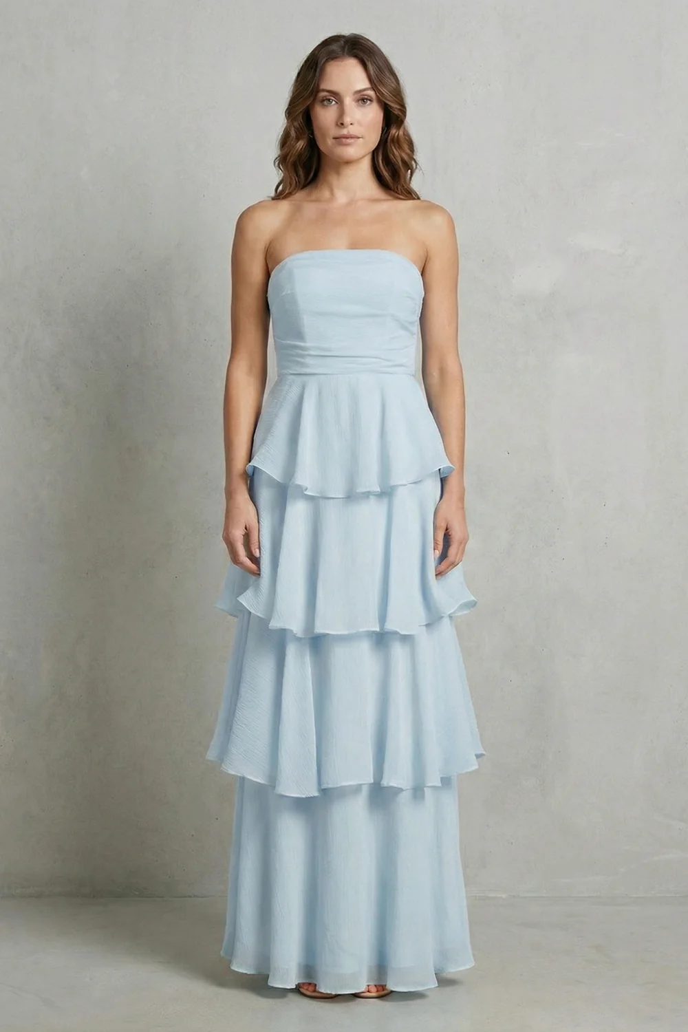Margaret – Soft cascading layers – Strapless tiered maxi dress - Image 6