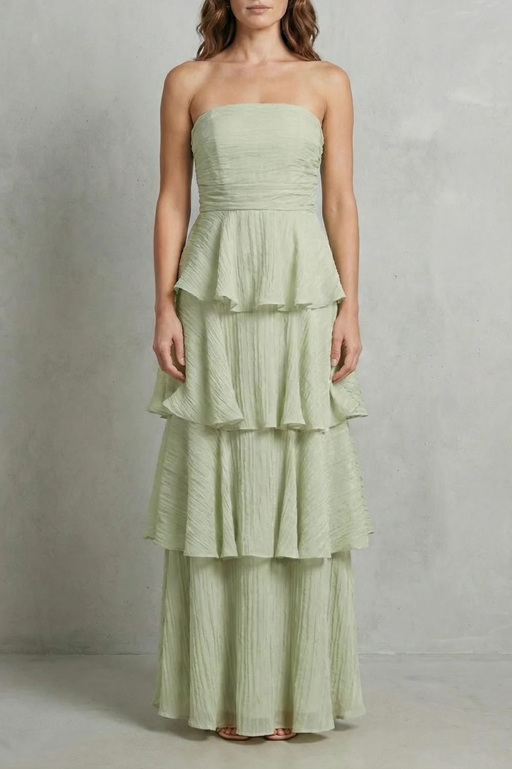 Margaret – Soft cascading layers – Strapless tiered maxi dress - Image 7