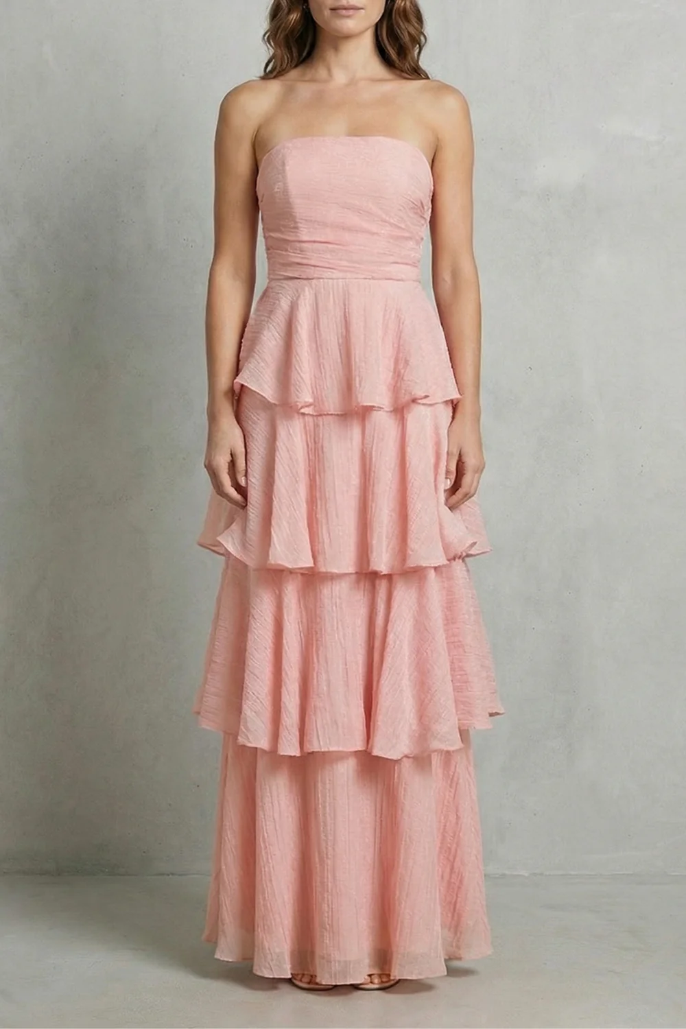 Margaret – Soft cascading layers – Strapless tiered maxi dress - Image 9