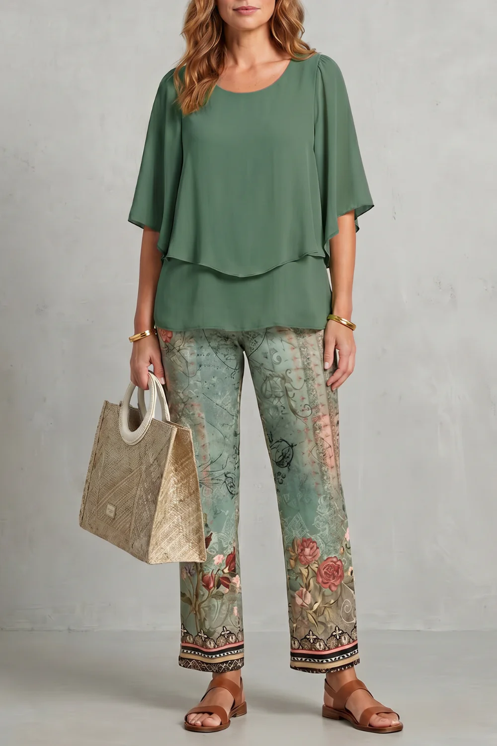 Mariselle – Botanical print elegance – Two-piece trouser set - Image 11