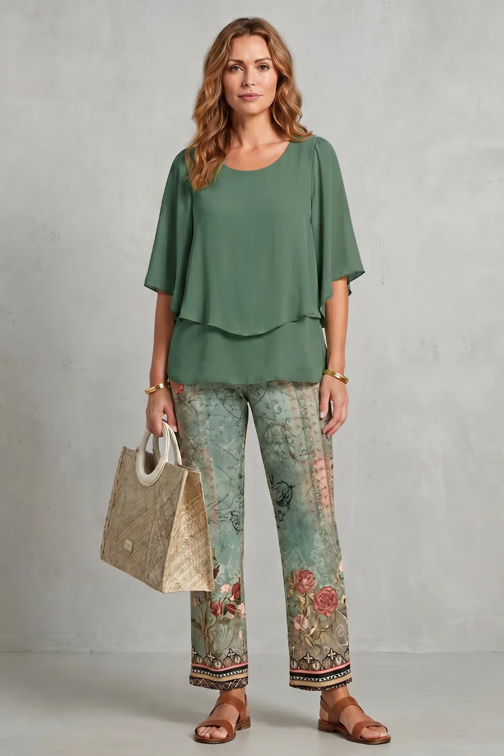 Mariselle – Botanical print elegance – Two-piece trouser set - Image 12