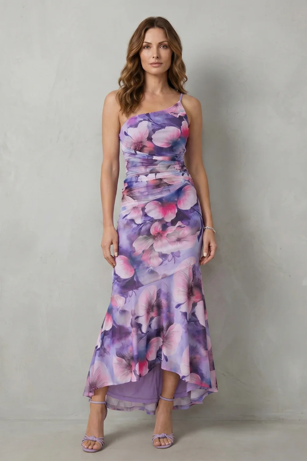 Marissa – Floral elegance – Women’s One-Shoulder Maxi Dress - Image 2
