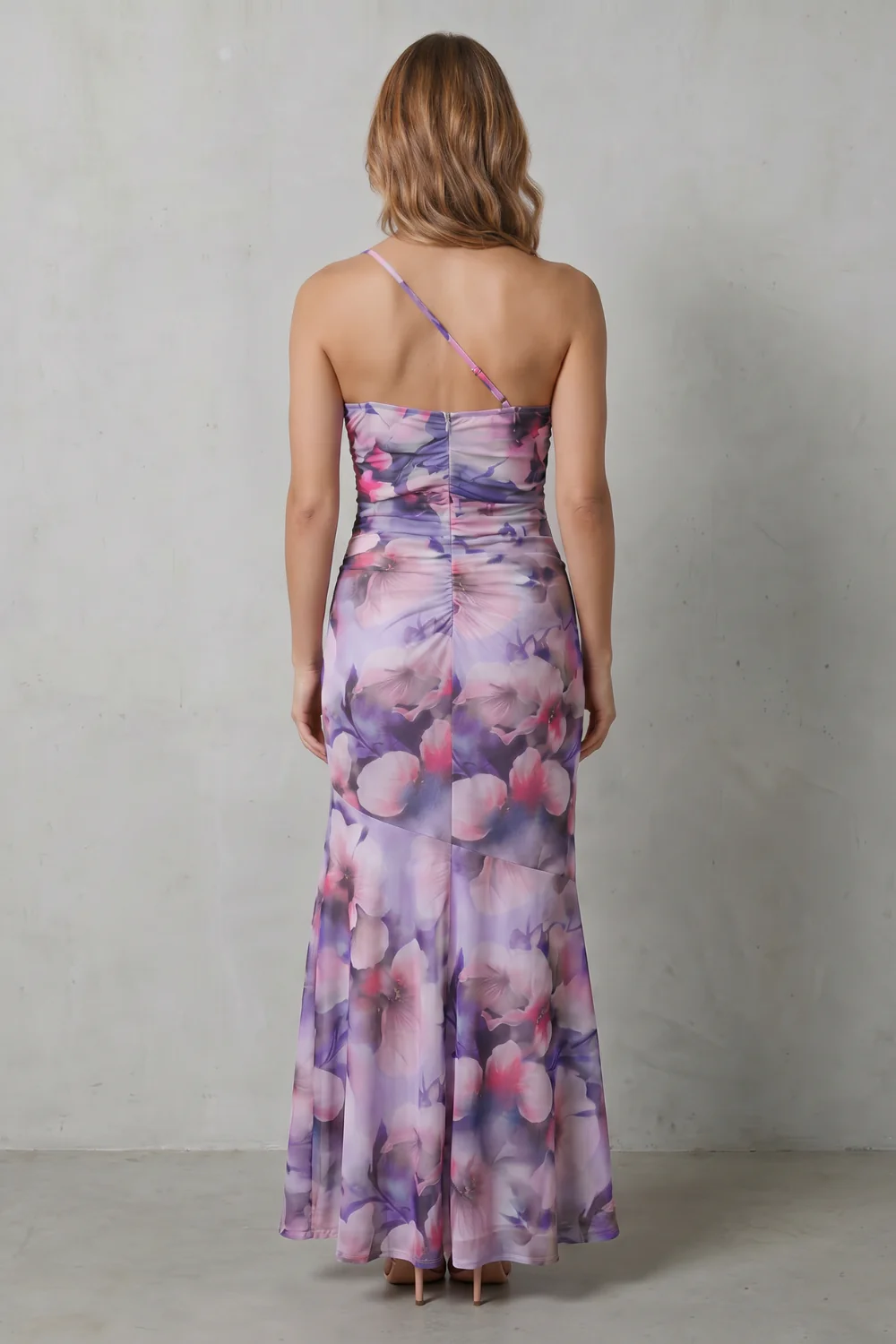 Marissa – Floral elegance – Women’s One-Shoulder Maxi Dress - Image 4