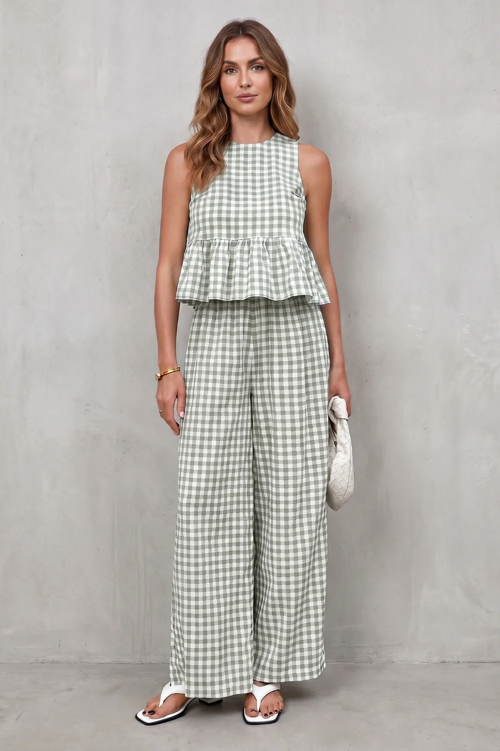 Marivelle – Charming gingham pattern – Two-piece trouser set - Image 10